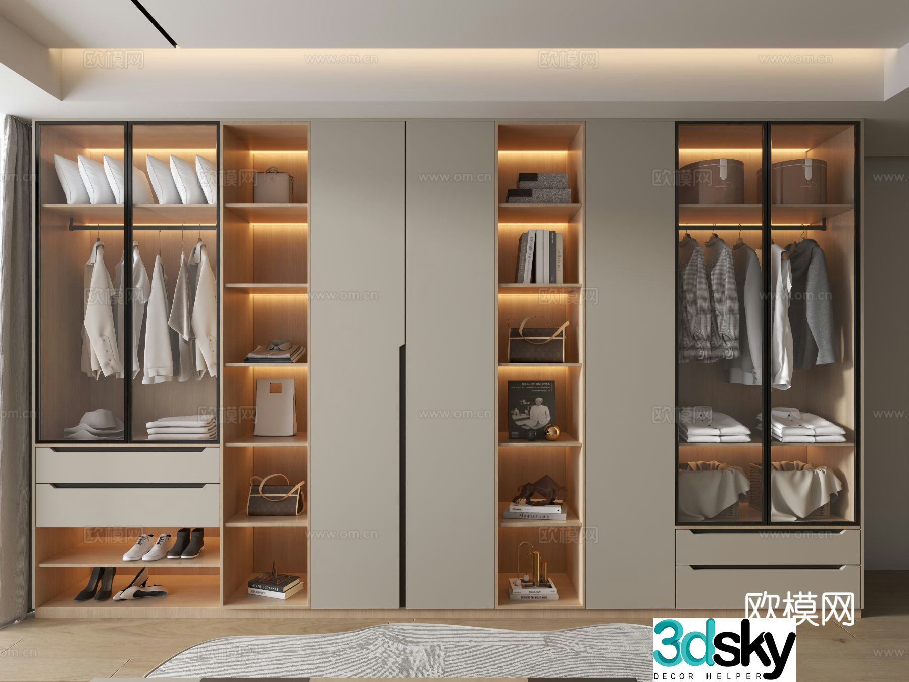 Modern wardrobe glass wardrobe 3d model