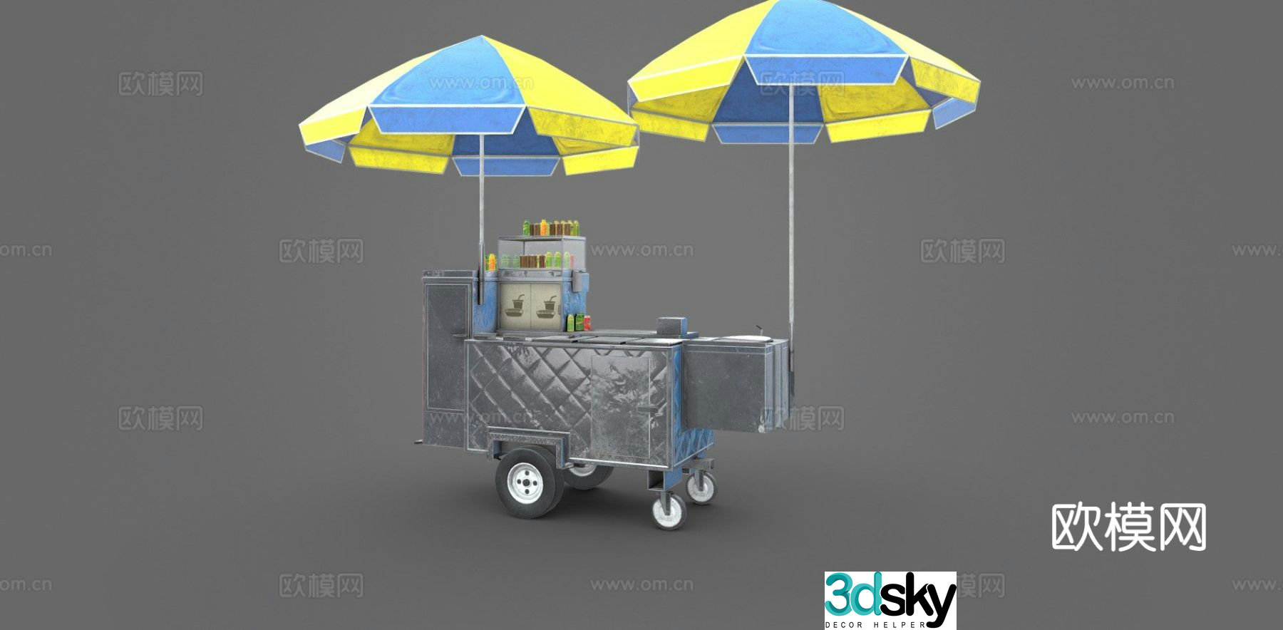 Hot dog stand vending stall food stall 3d model