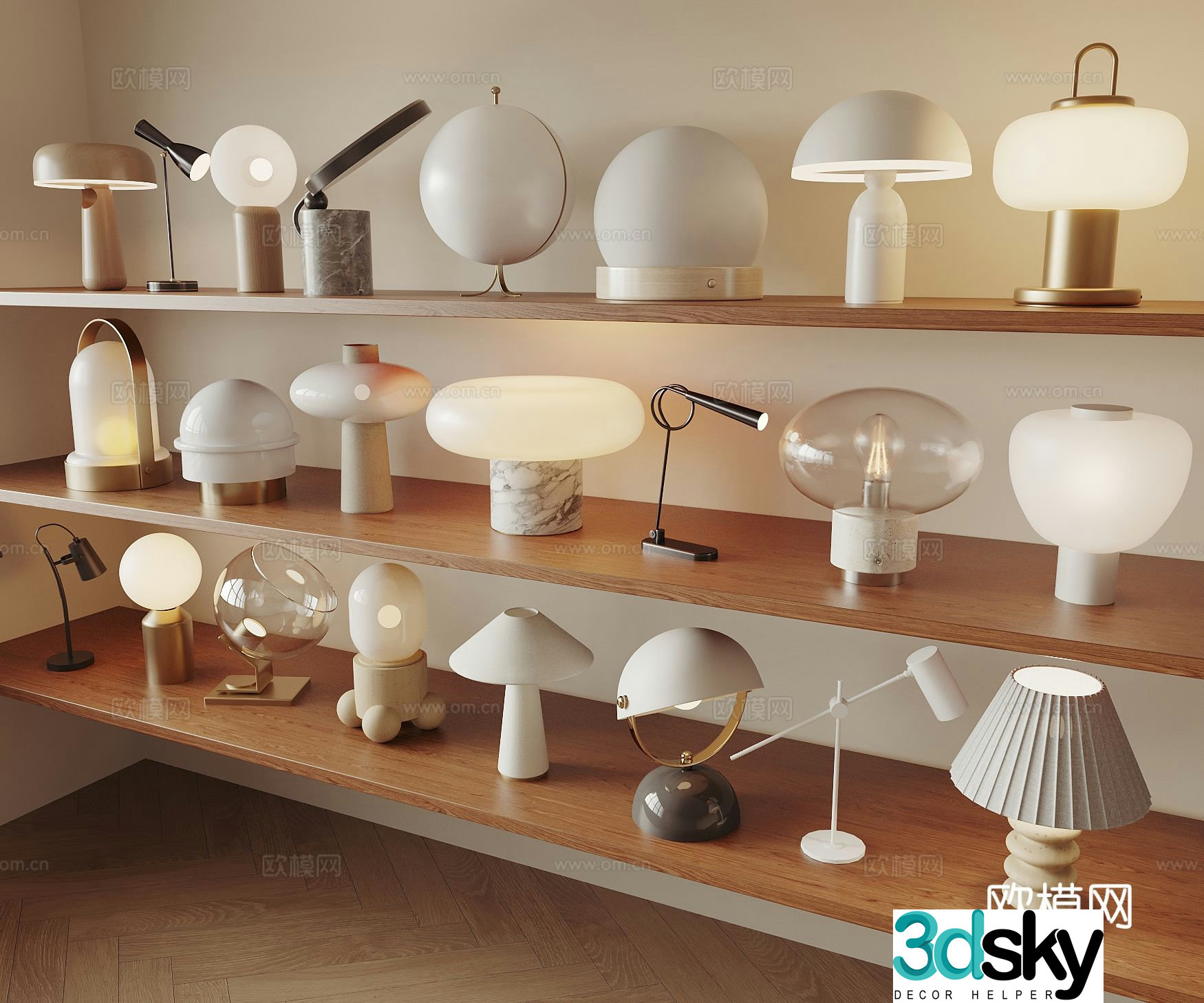 Cream style desk lamp 3d model