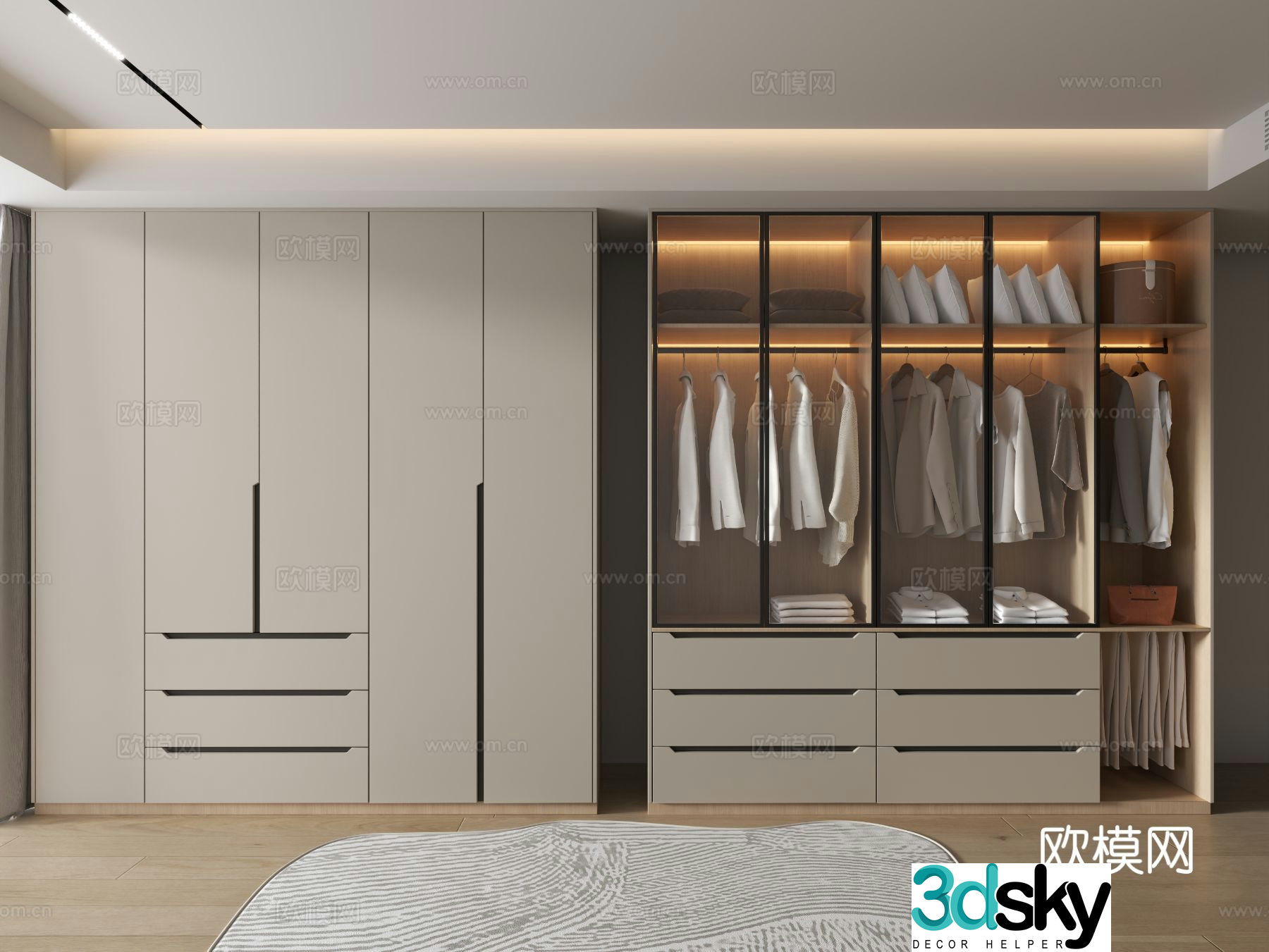 Modern wardrobe glass wardrobe 3d model