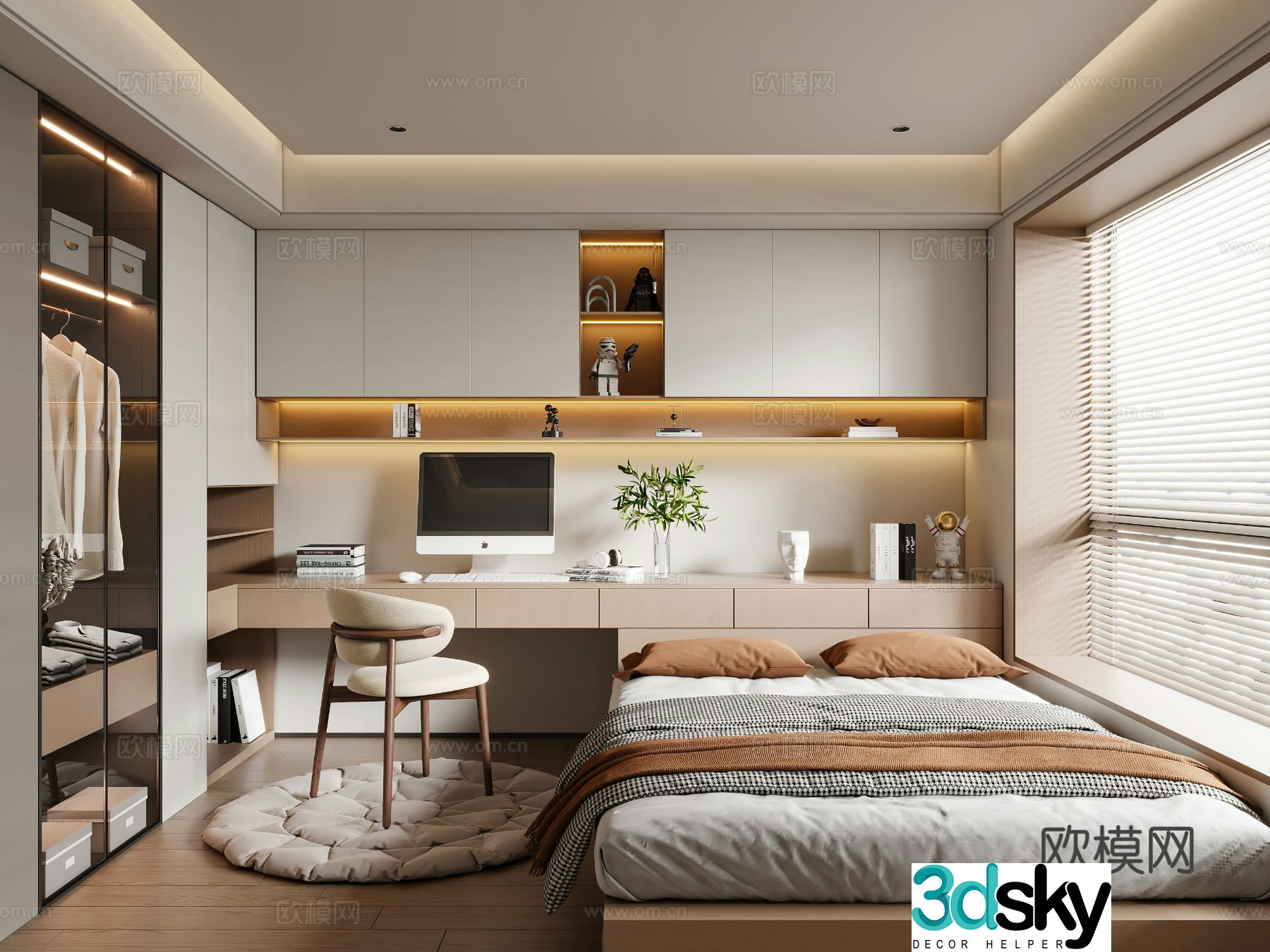 Modern tatami bedroom 3d model