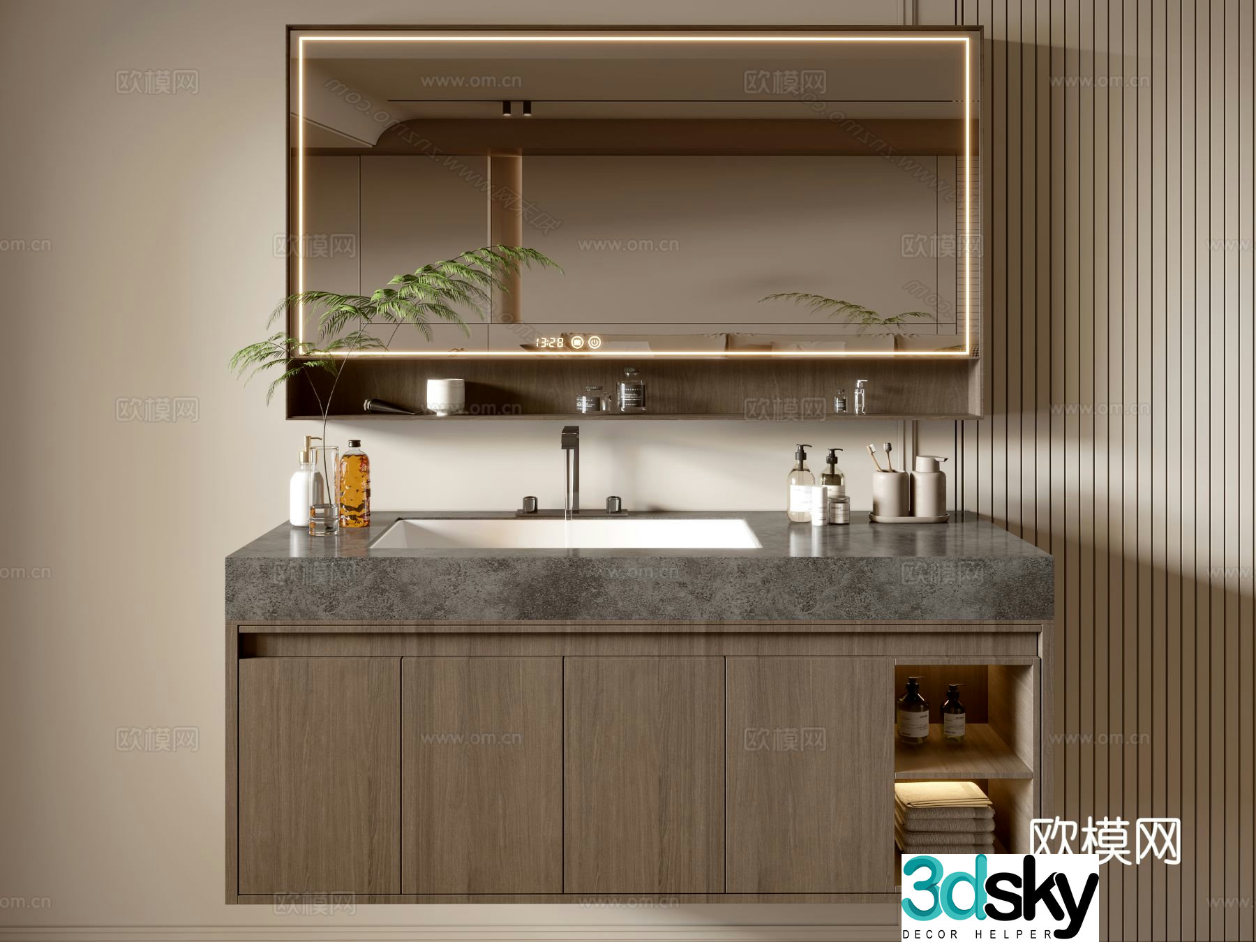 Modern bathroom cabinet suspended basin wash basin 3d model