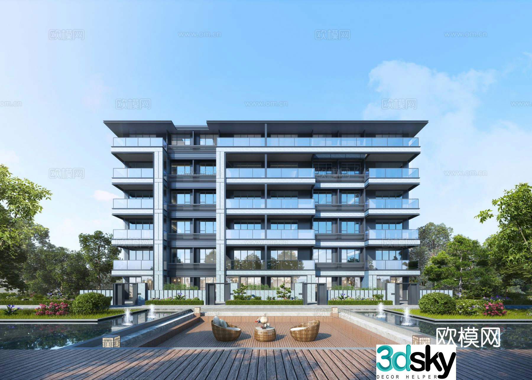 Multi-storey house Multi-storey office building exterior 3D model