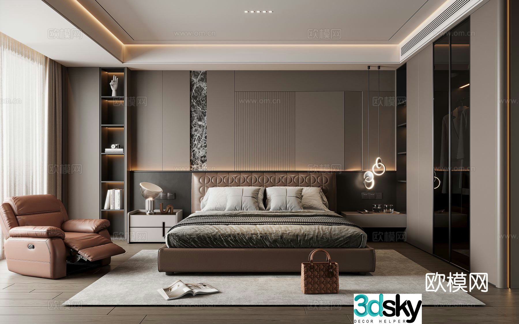 Italian style bedroom master bedroom 3d model