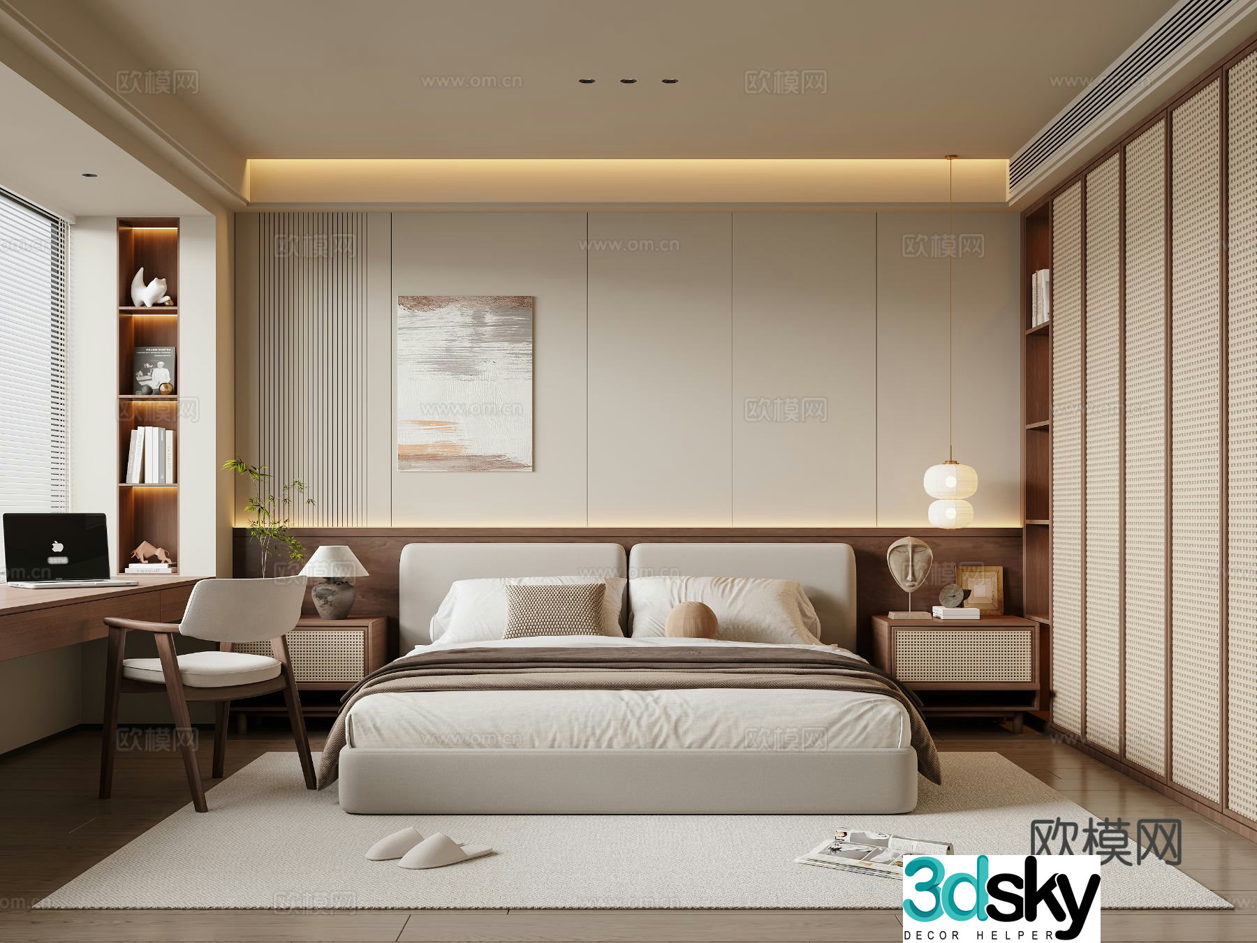 Wabi-sabi style bedroom master bedroom 3d model