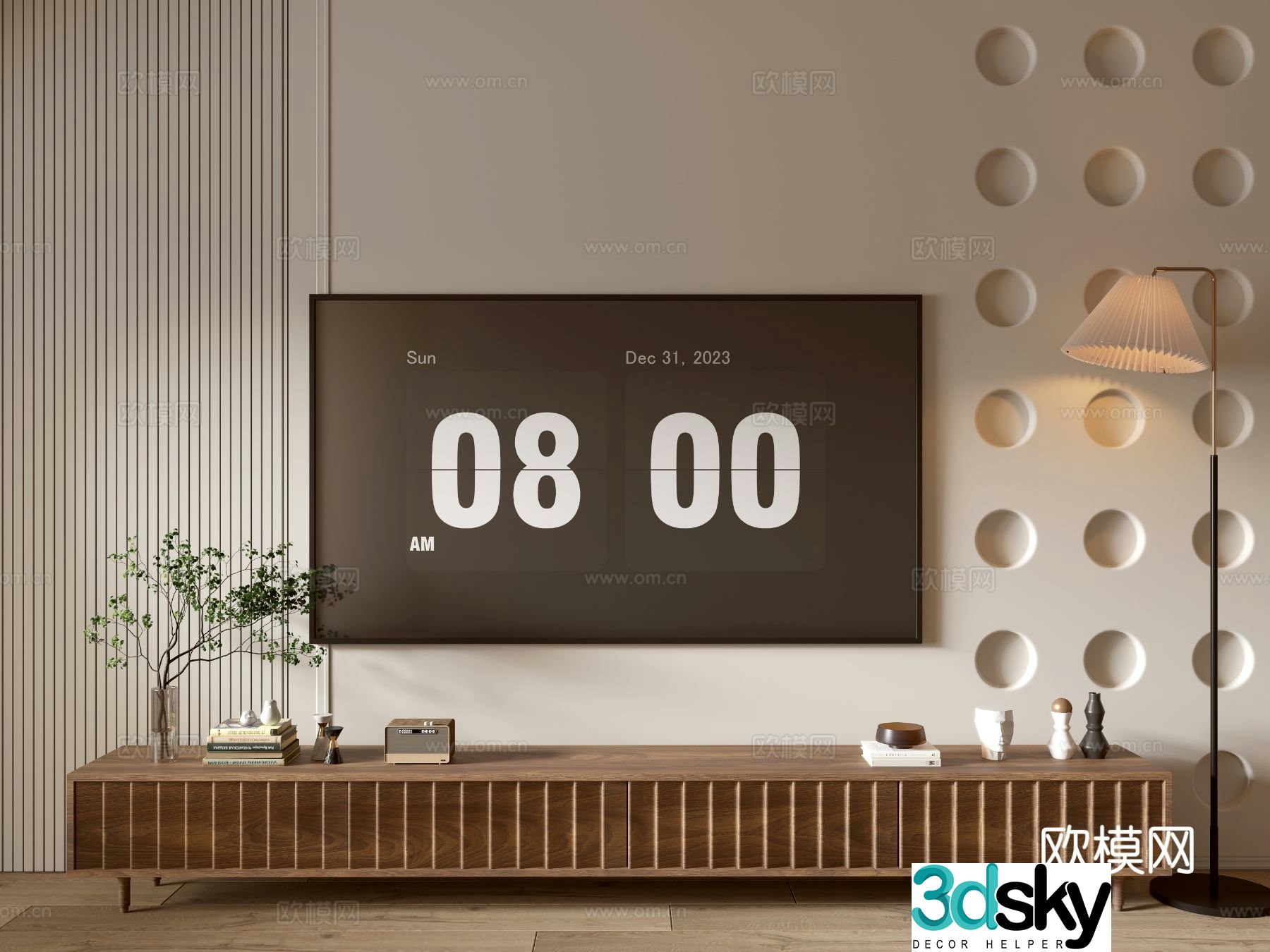 Log wind TV cabinet 3d model