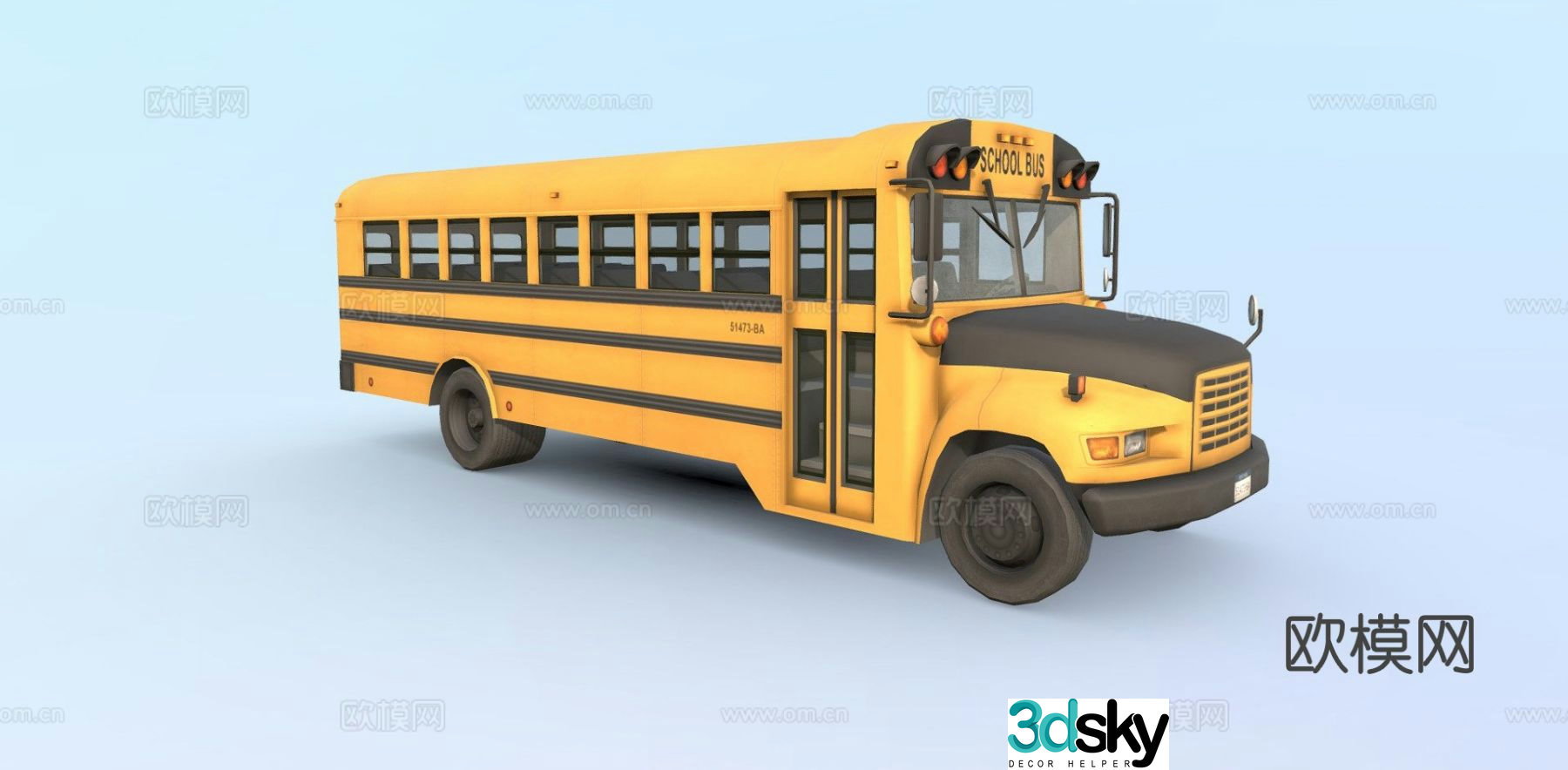 car bus school bus 3d model