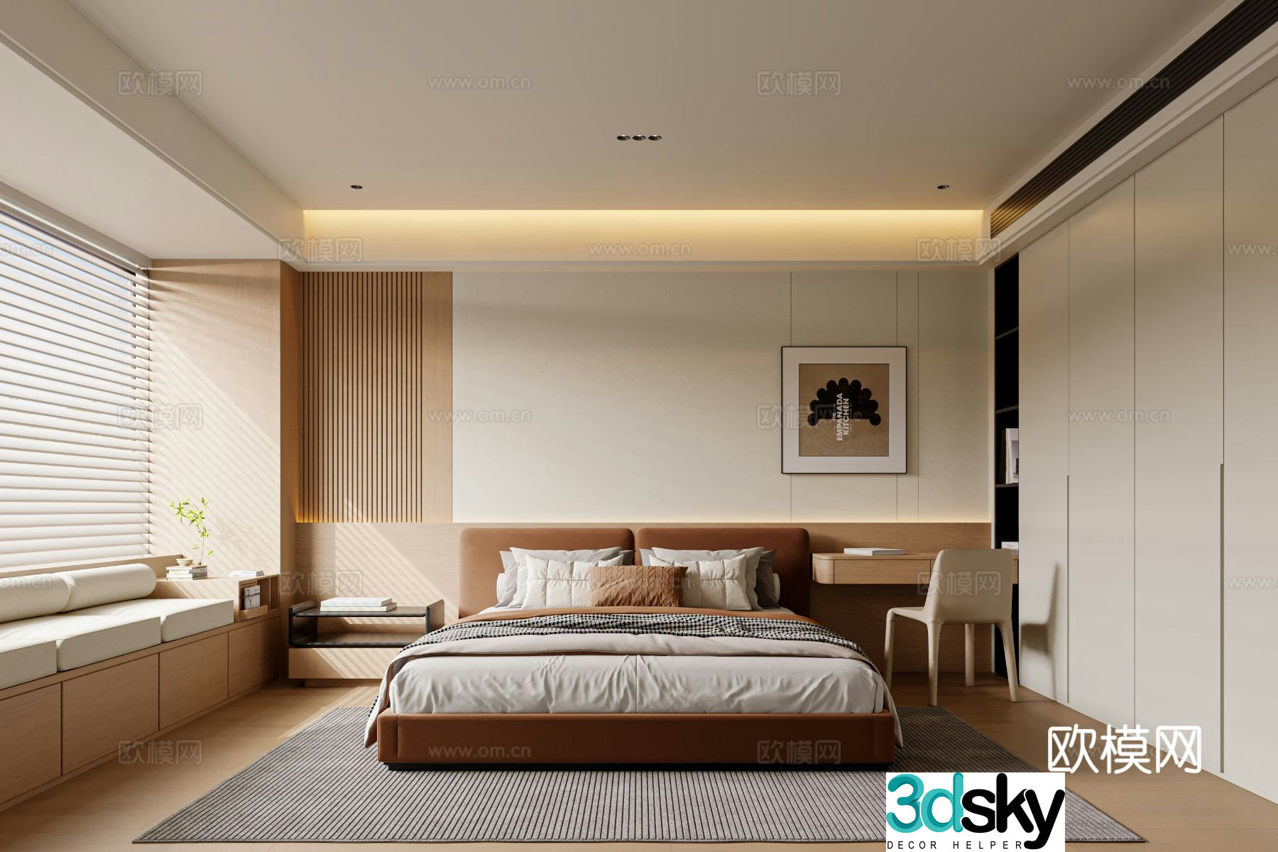 Log style bedroom master bedroom 3d model