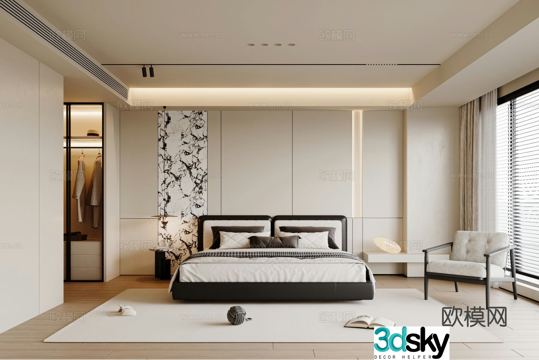 Modern bedroom master bedroom 3d model