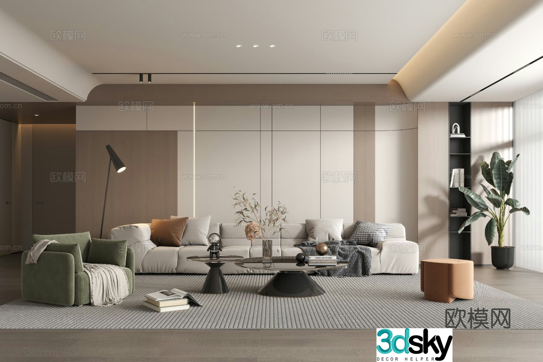 Modern minimalist living room 3d model