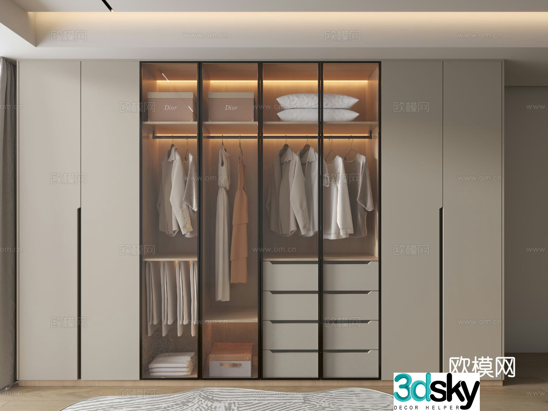 Modern wardrobe glass wardrobe 3d model