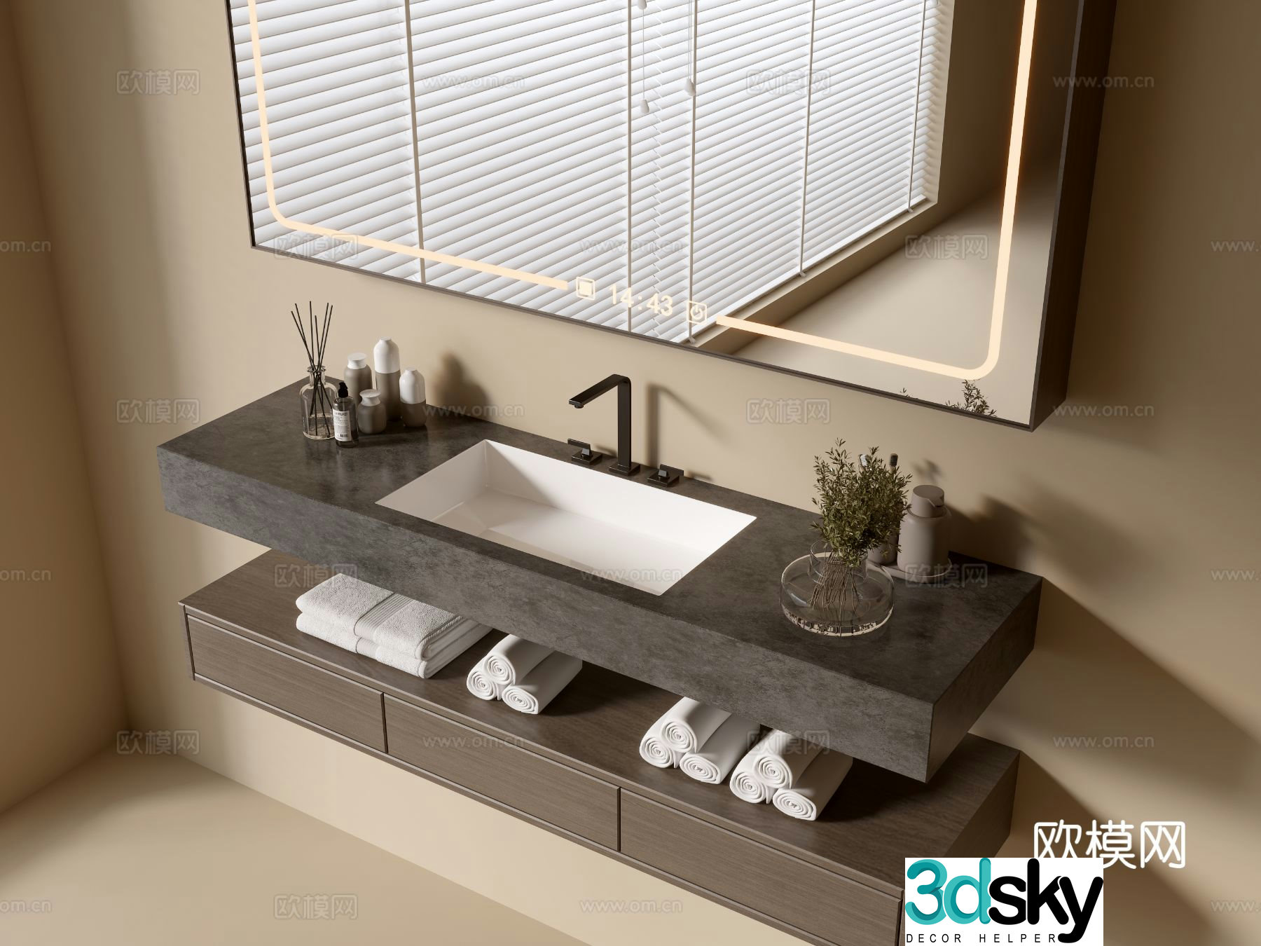 Modern suspended washbasin 3D model