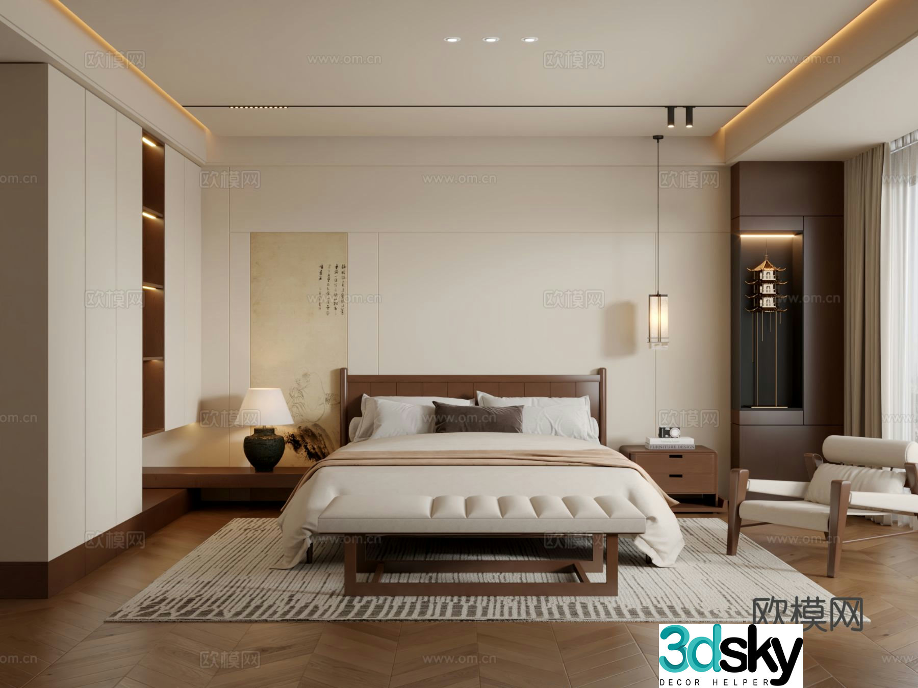 Medieval style bedroom master bedroom 3d model