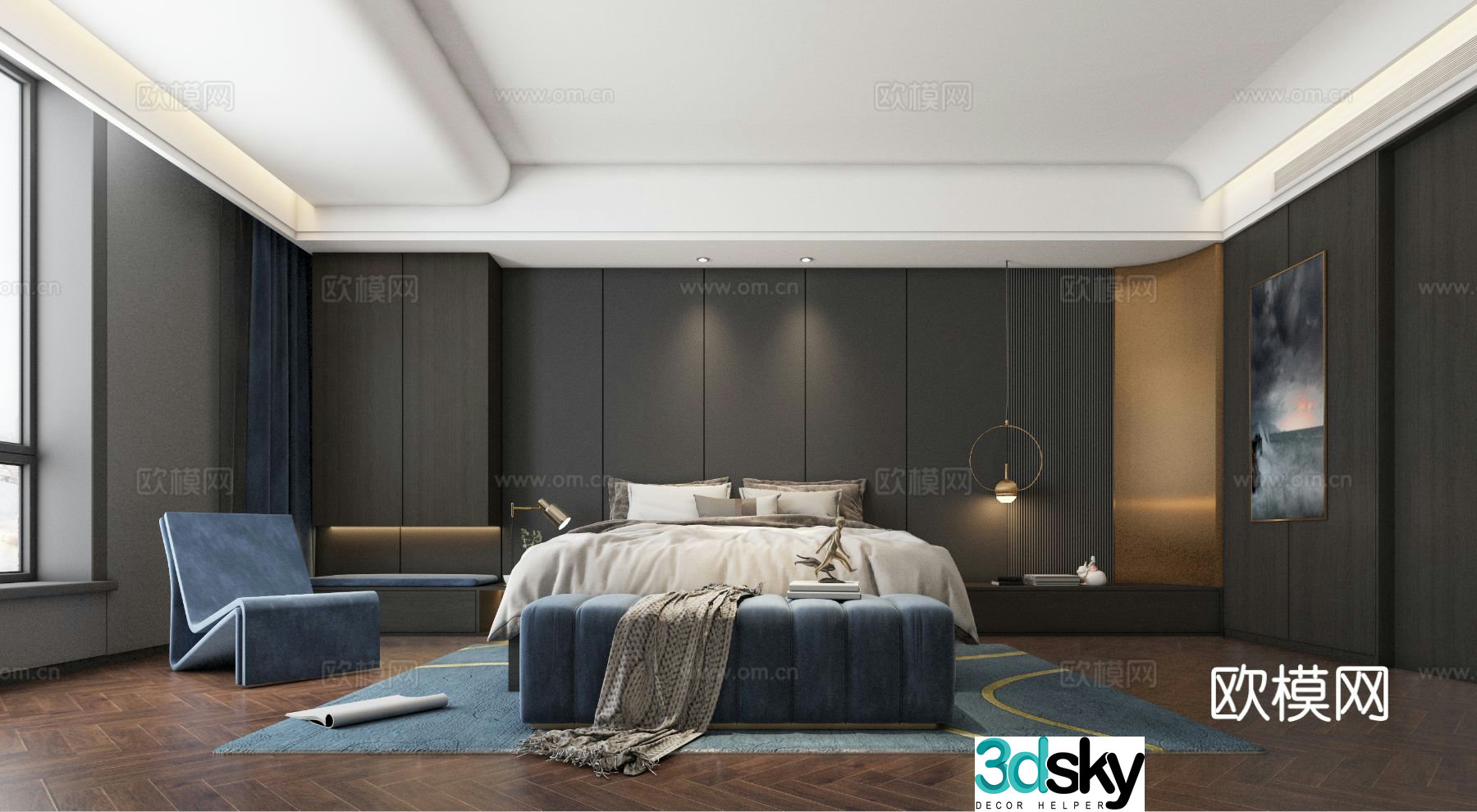 Modern bedroom master bedroom 3d model