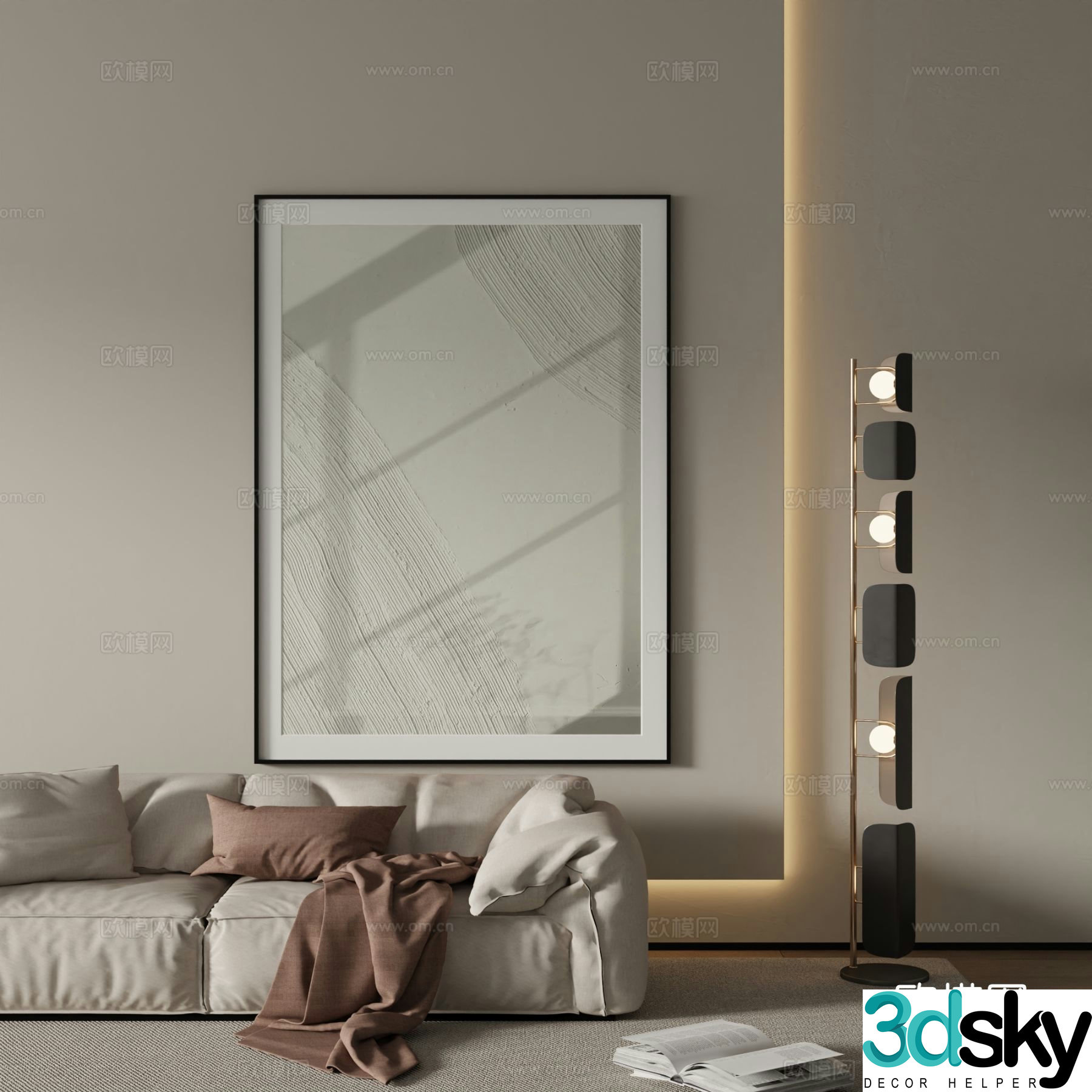 Modern decorative paintings texture paintings solid color hanging paintings 3D model