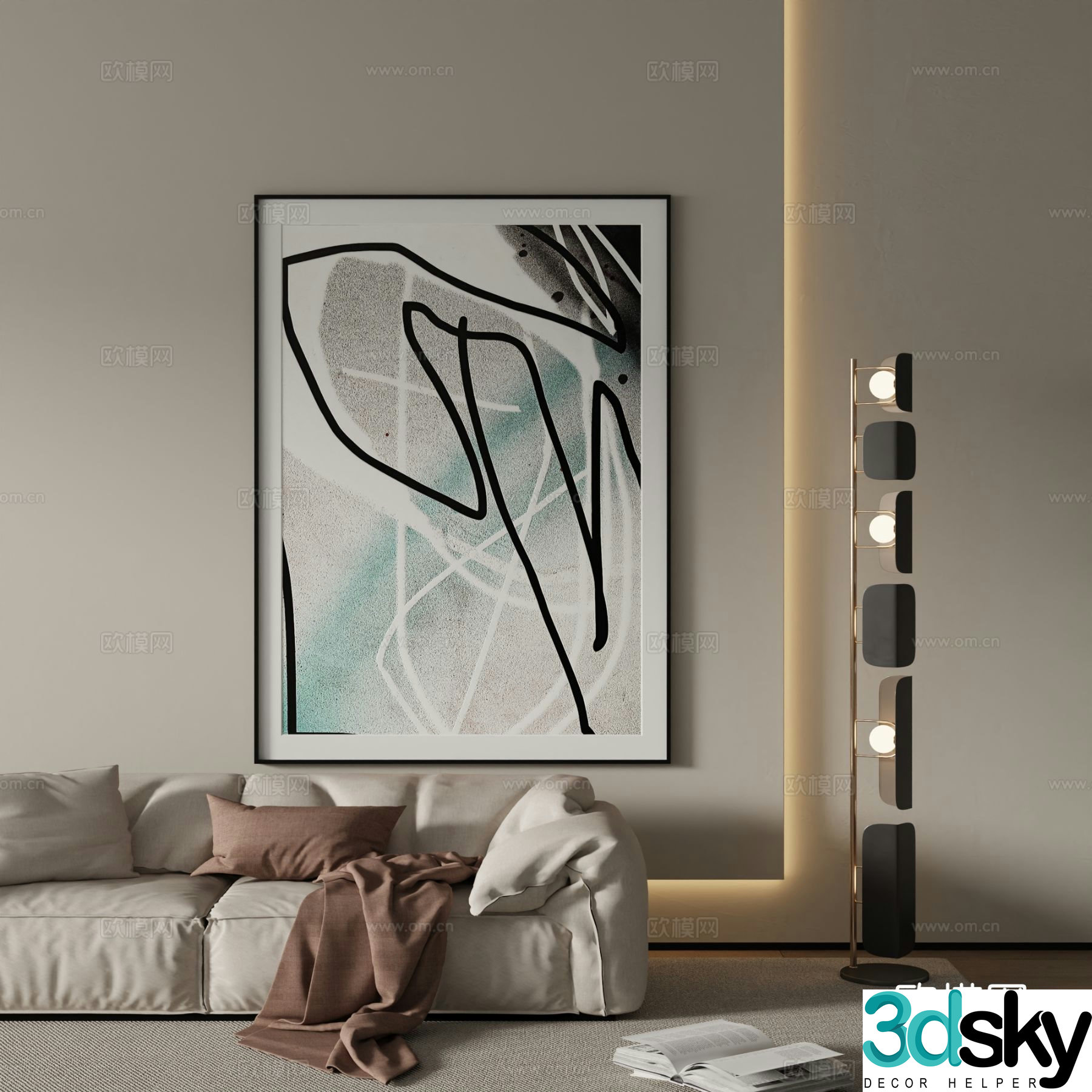 Modern decorative painting oil painting 3d model