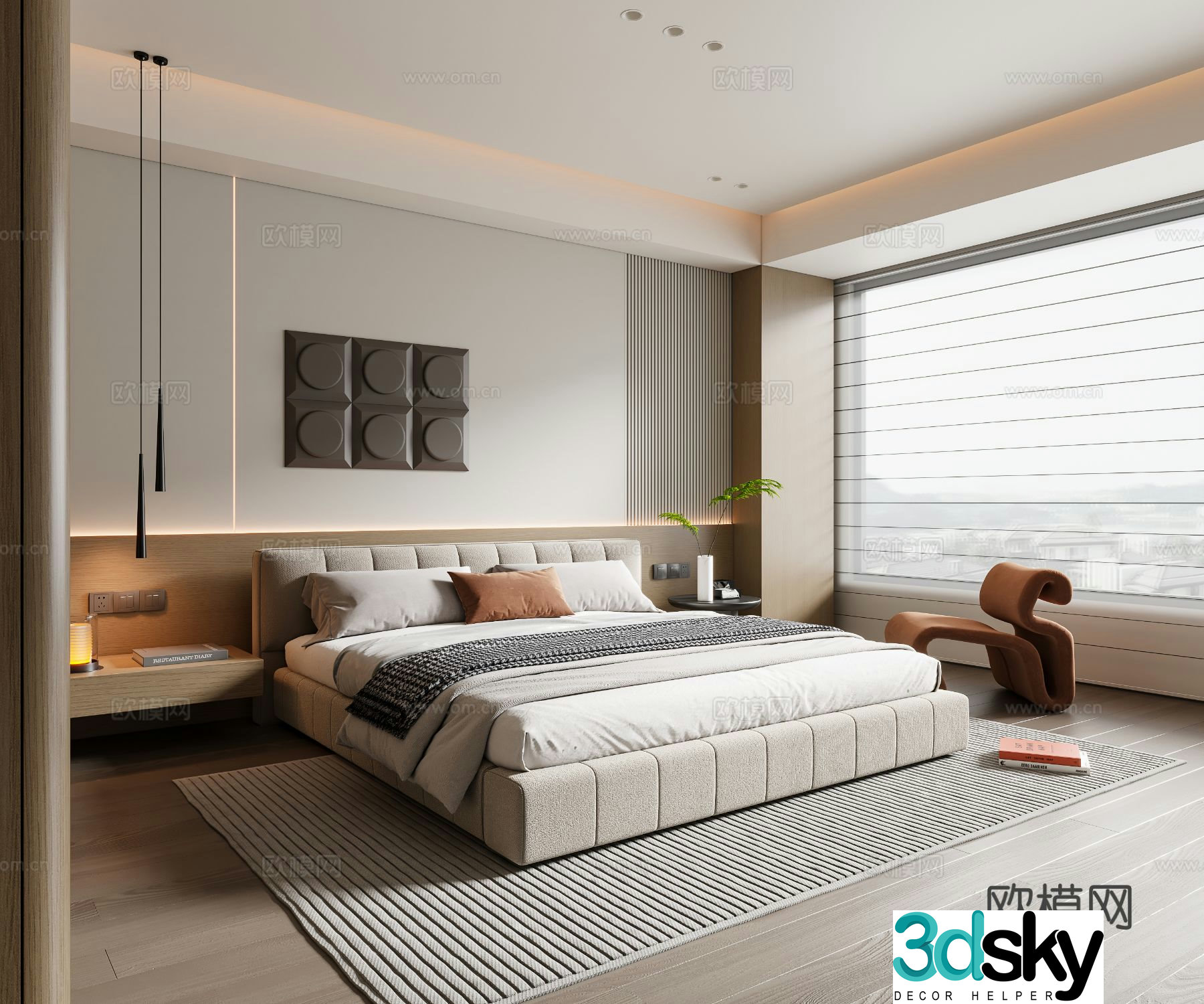 Modern bedroom master bedroom 3d model