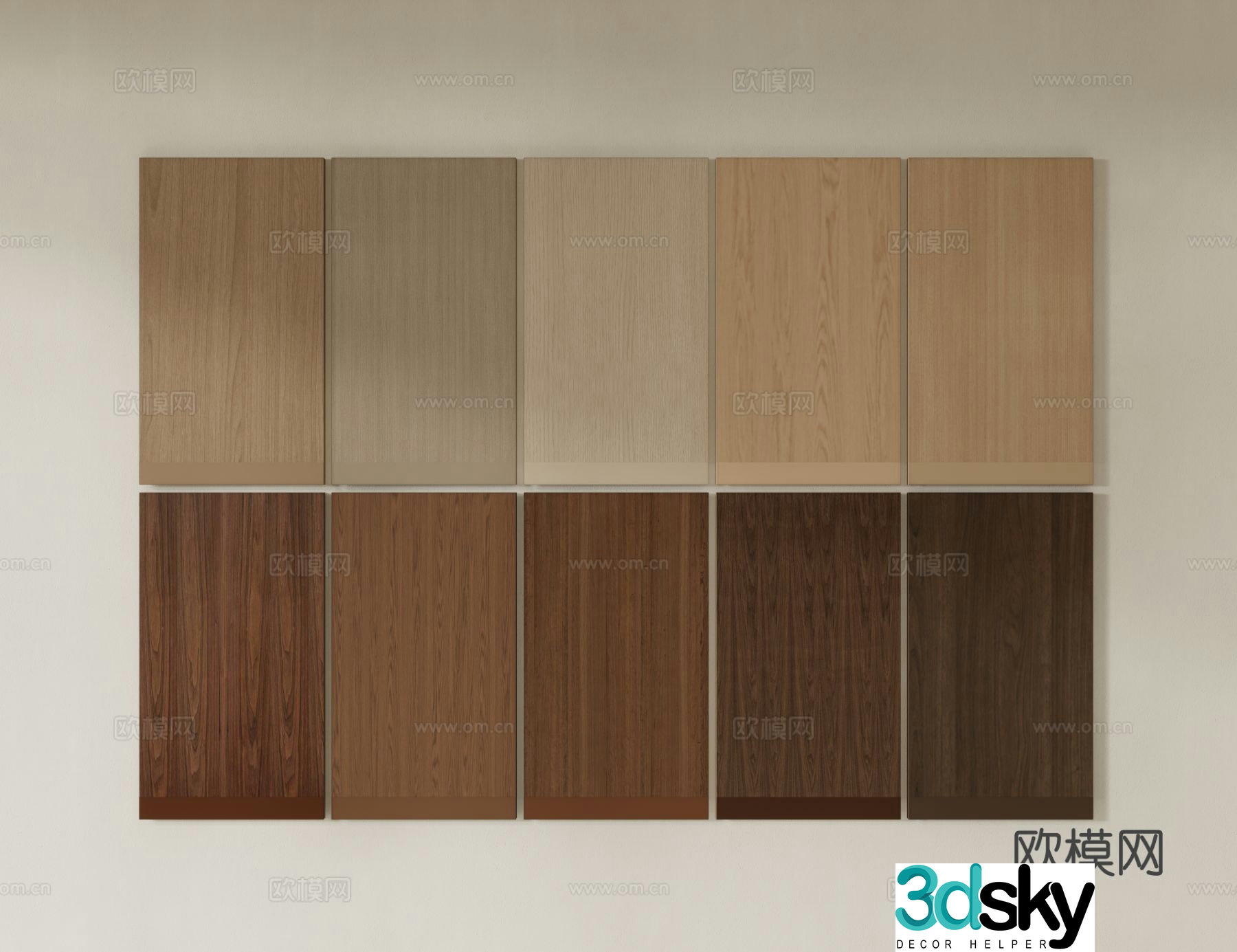 Modern wood veneer wall panel 3d model