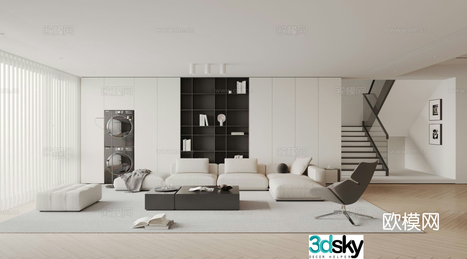 Modern minimalist living room 3d model