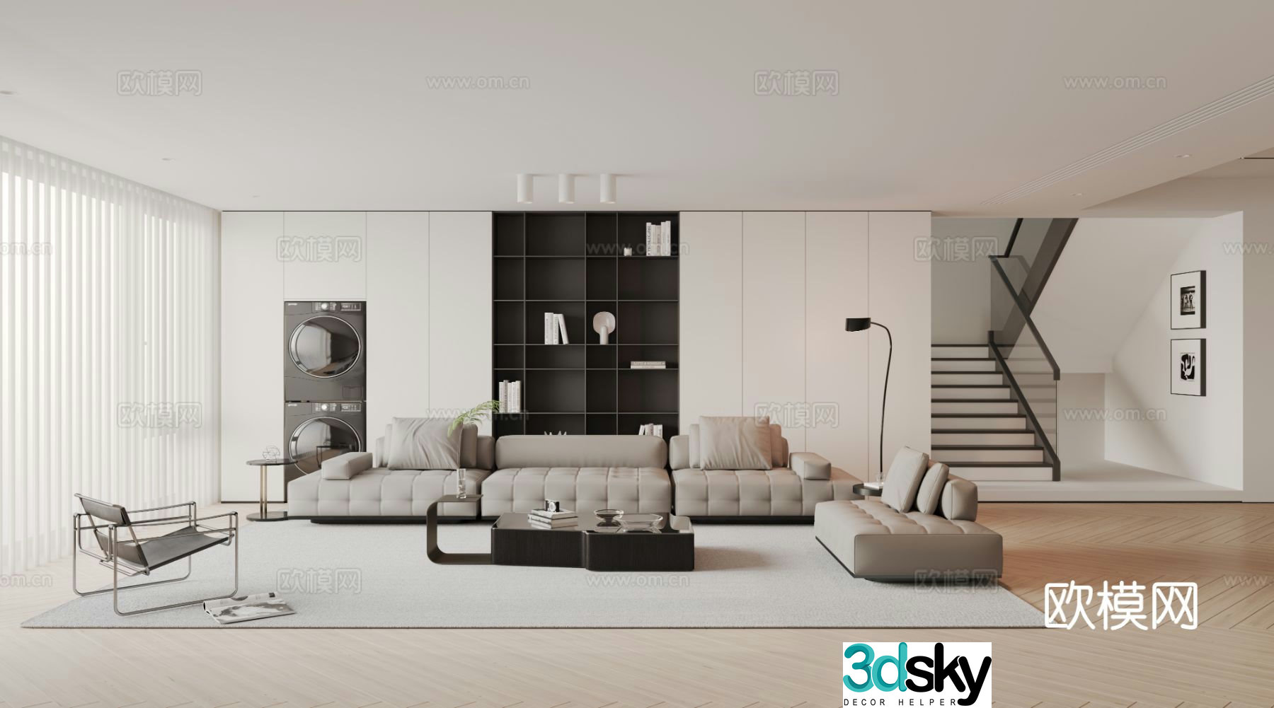 Modern duplex living room 3d model
