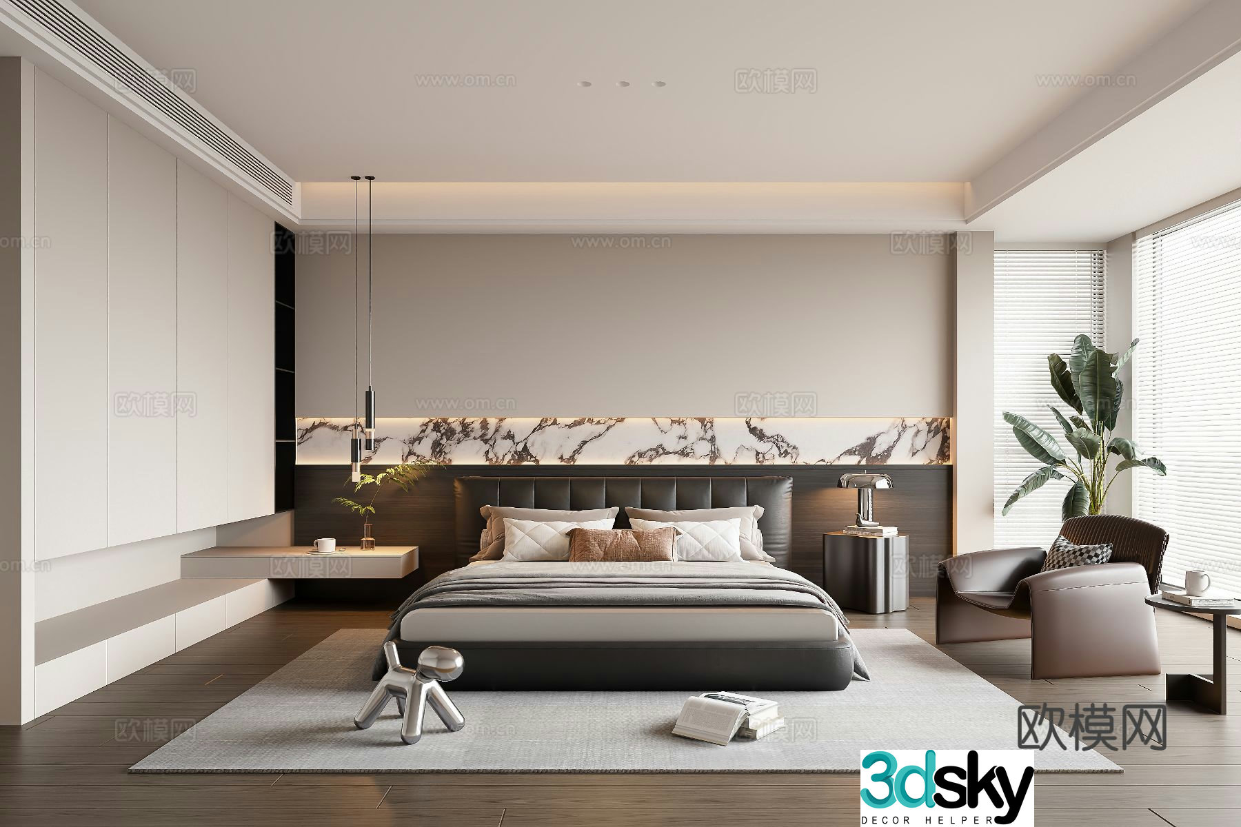 Italian style bedroom master bedroom 3d model