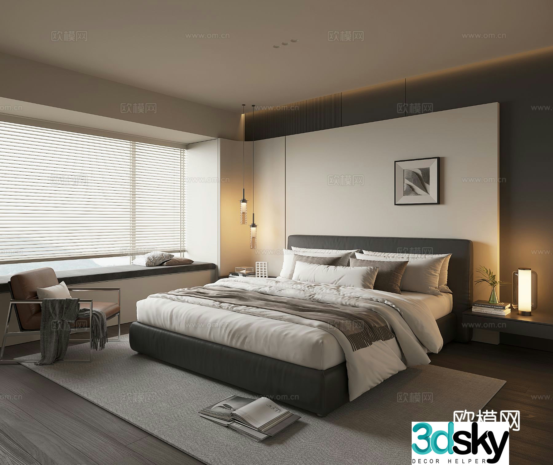 Modern bedroom master bedroom 3d model