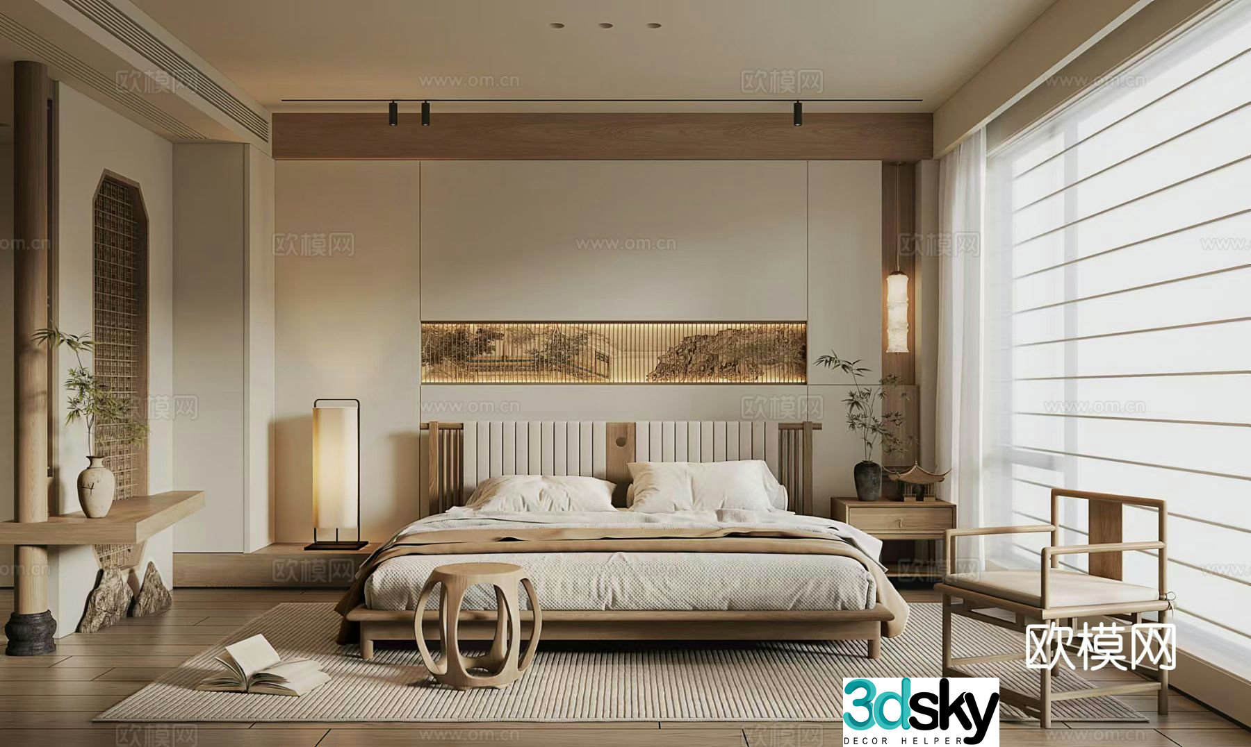New Chinese style bedroom master bedroom 3D model