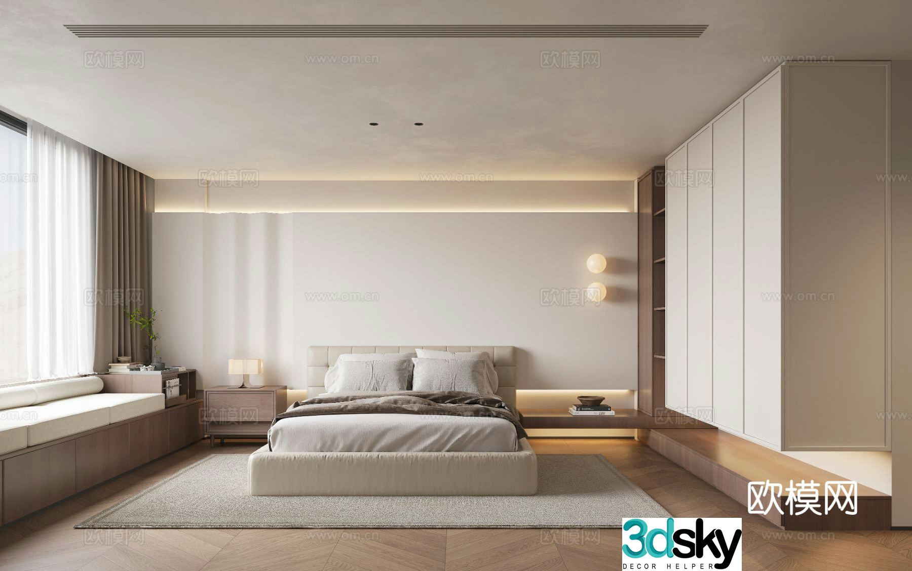 Modern bedroom bathroom master bedroom 3d model