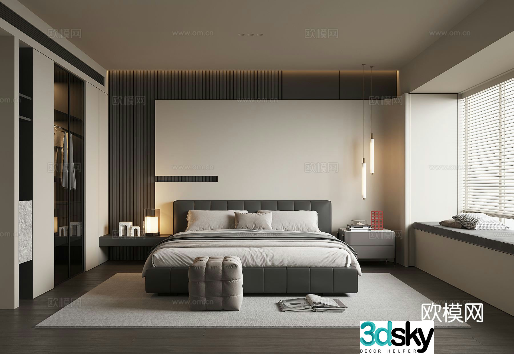 Modern bedroom master bedroom 3d model
