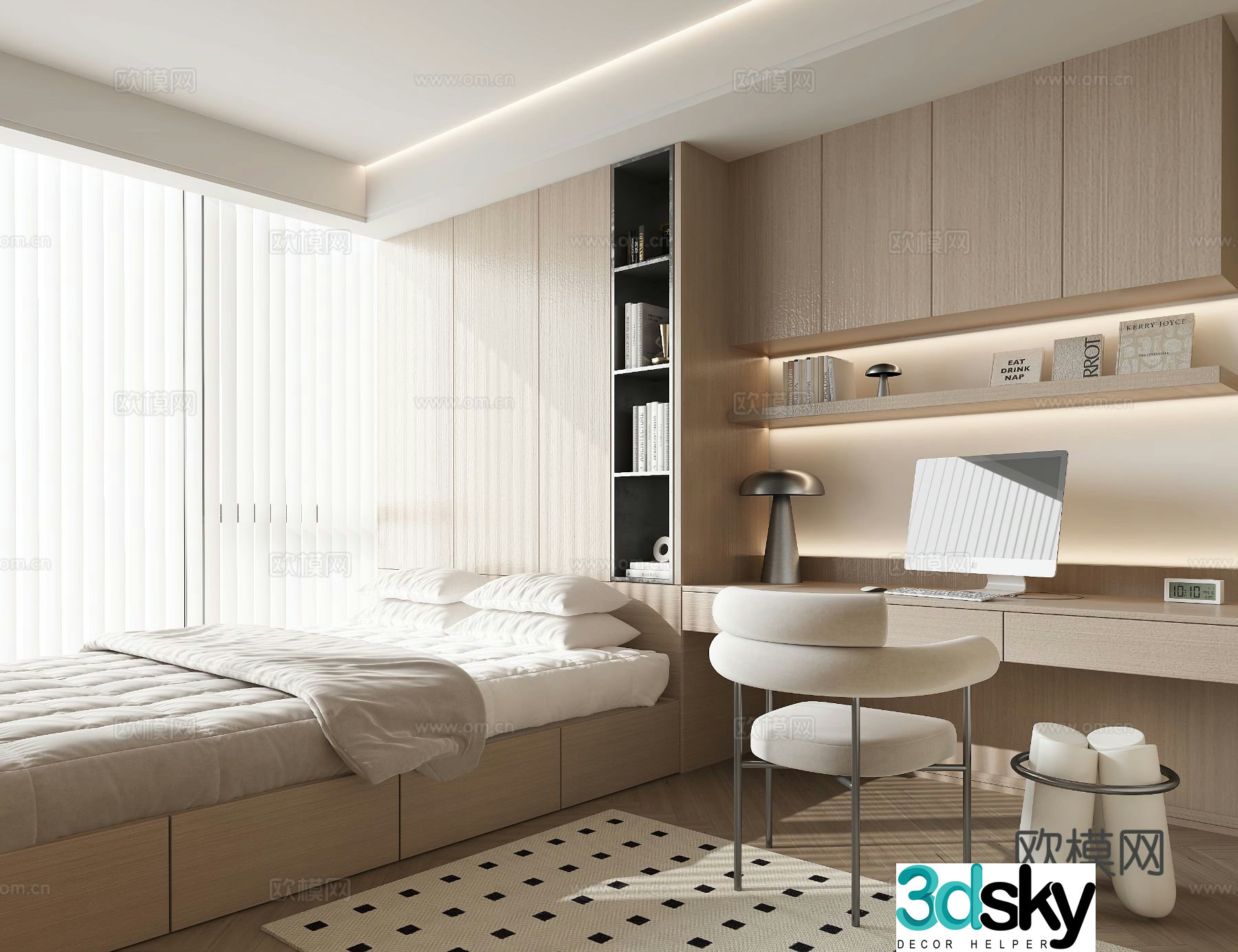 Modern tatami bedroom 3d model