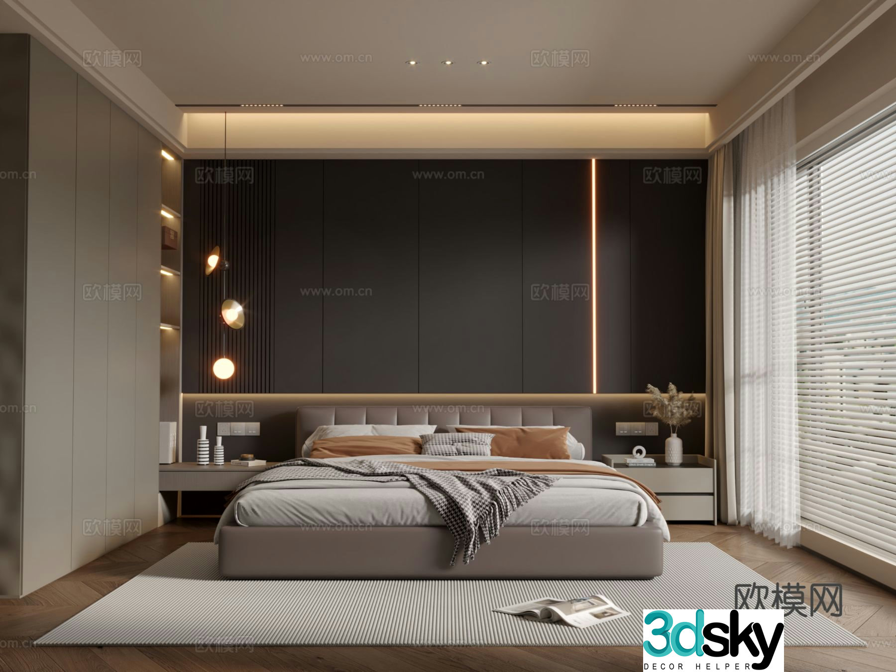 Modern bedroom master bedroom 3d model