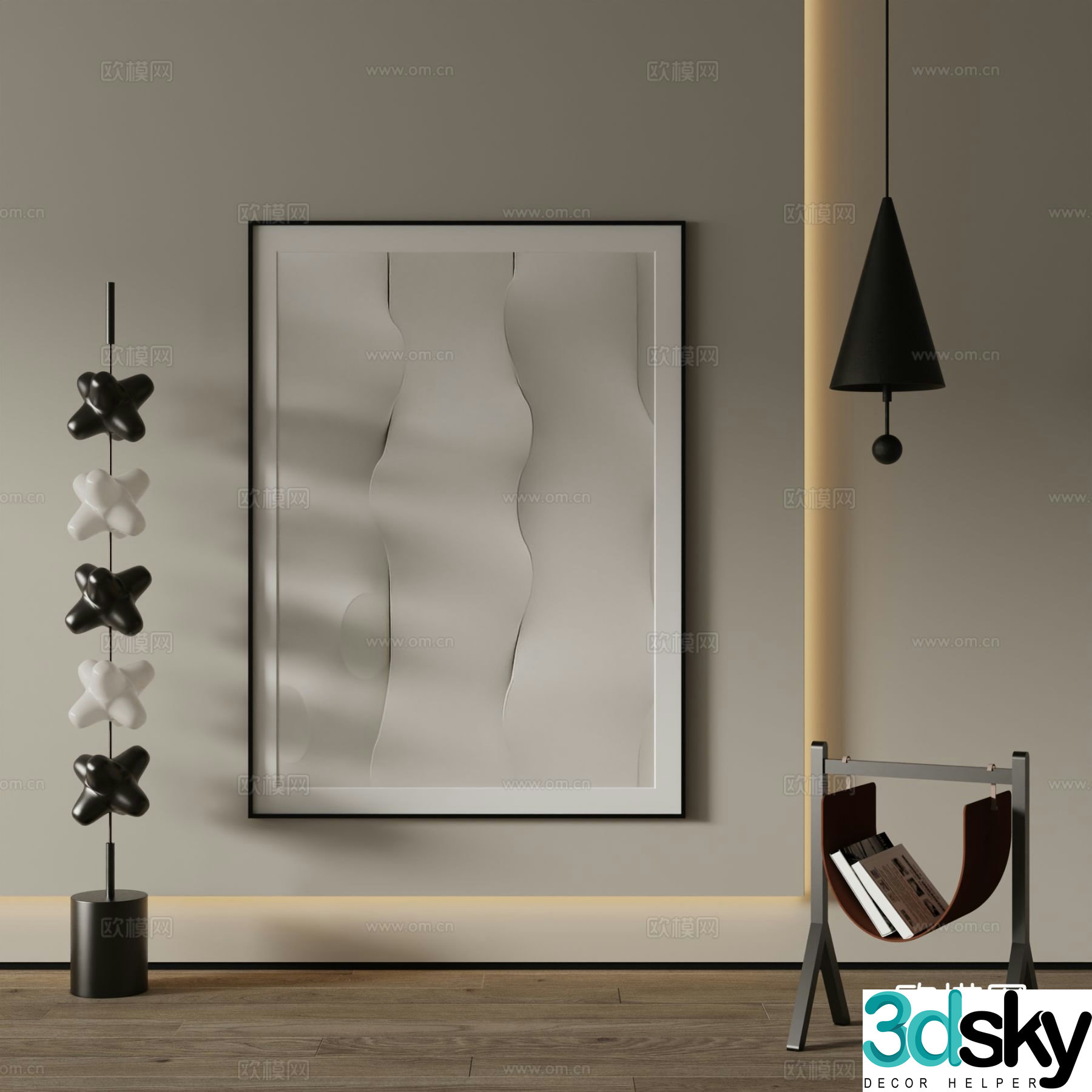 Modern decorative painting three-dimensional texture painting 3d model