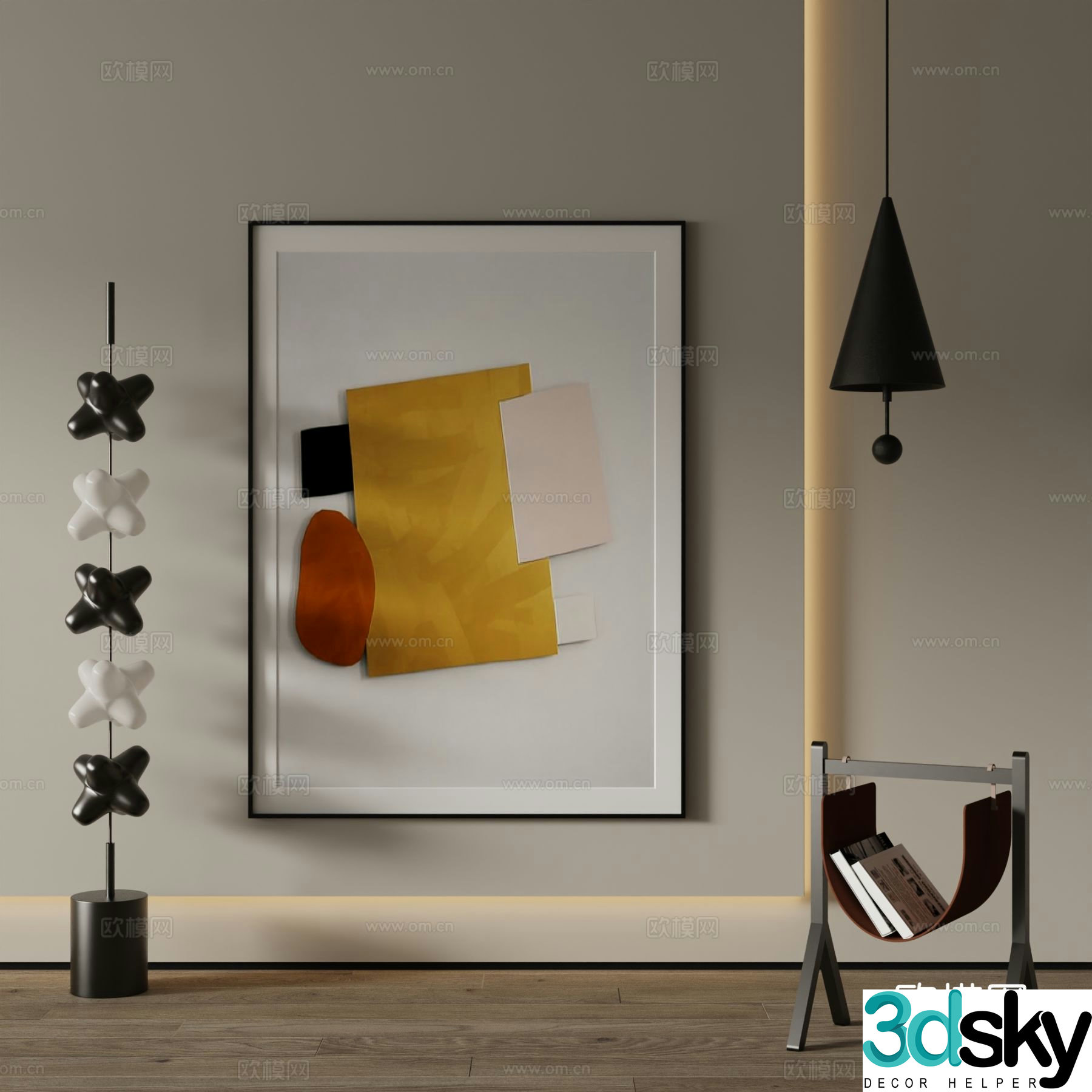 Modern decorative painting Abstract painting 3d model