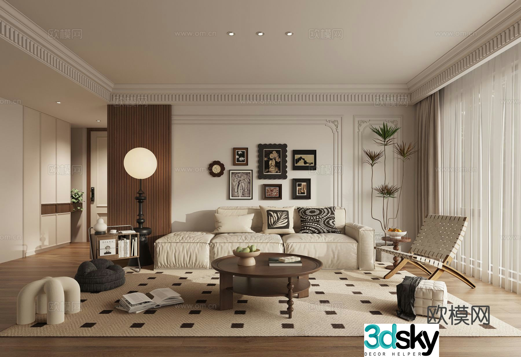 Middle-aged living room 3d model