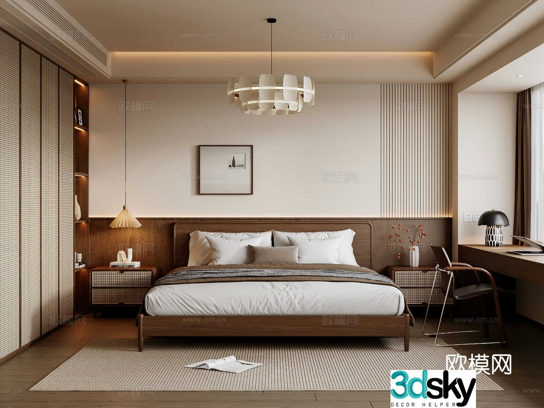 Middle style bedroom master bedroom 3D model