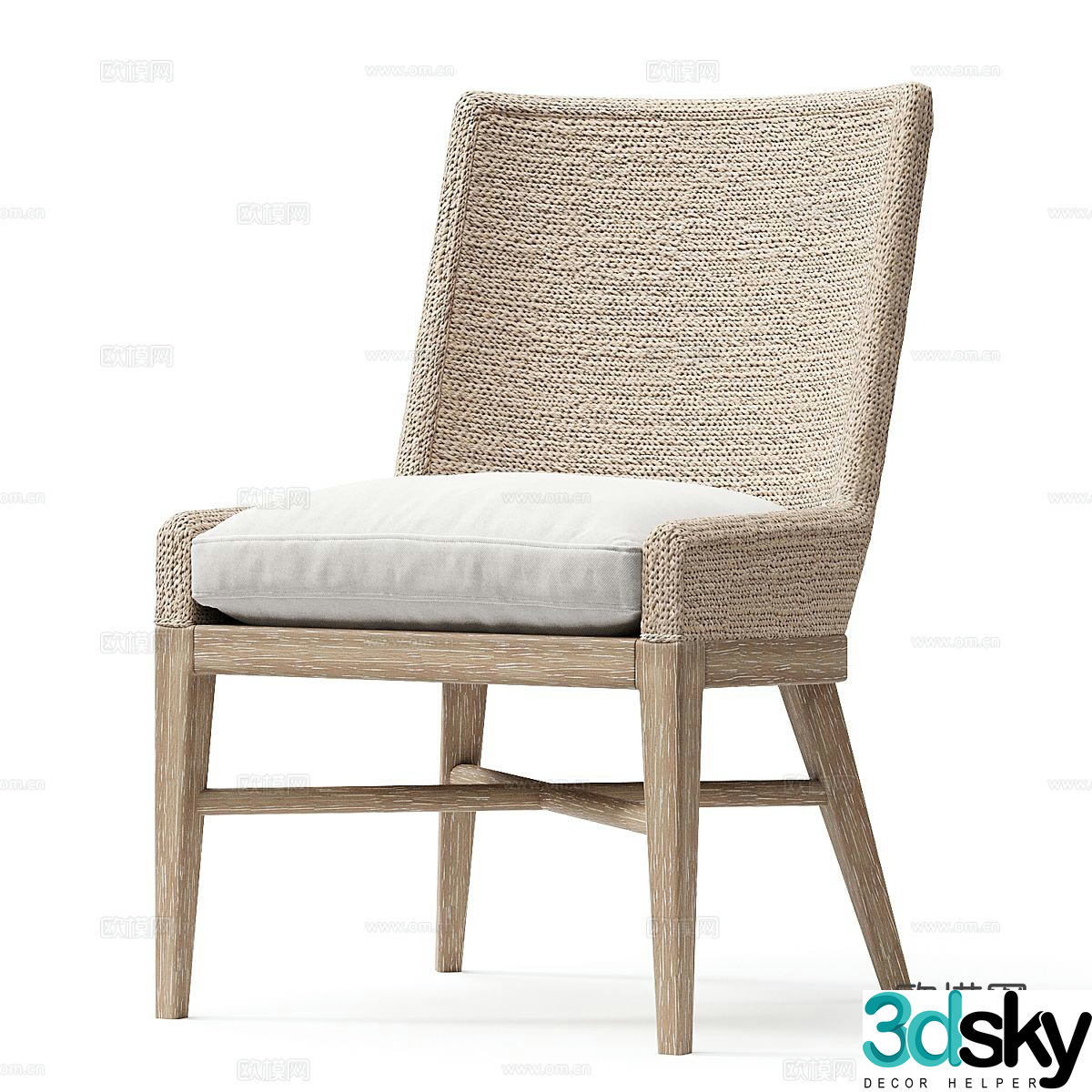 New Chinese style outdoor chair woven single chair dining chair 3d model