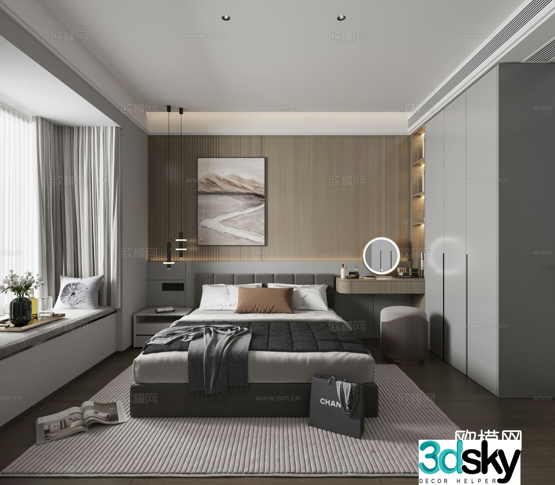 Modern bedroom second bedroom 3d model