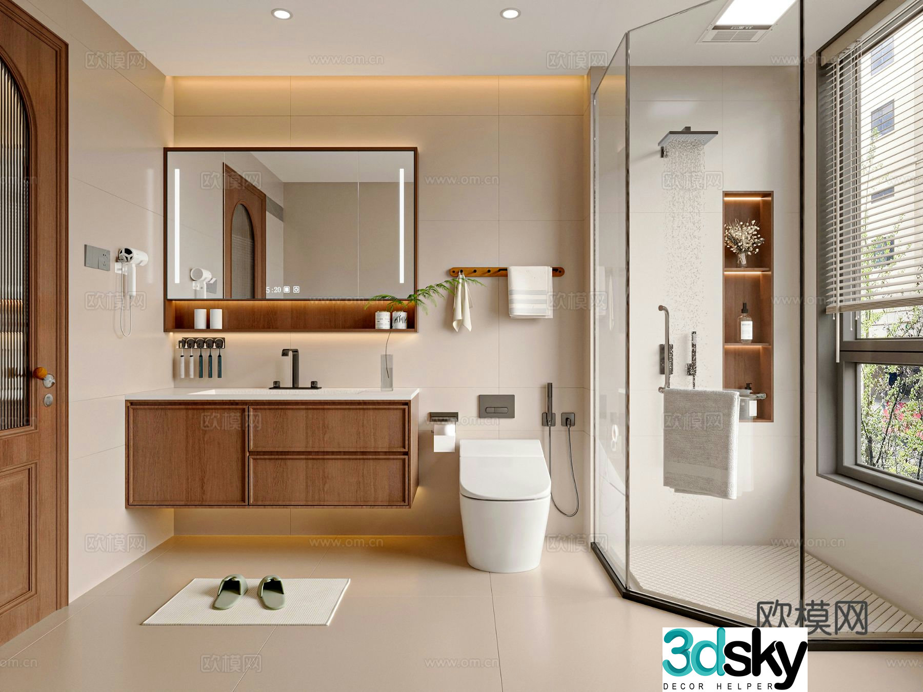 Middle style bathroom 3d model