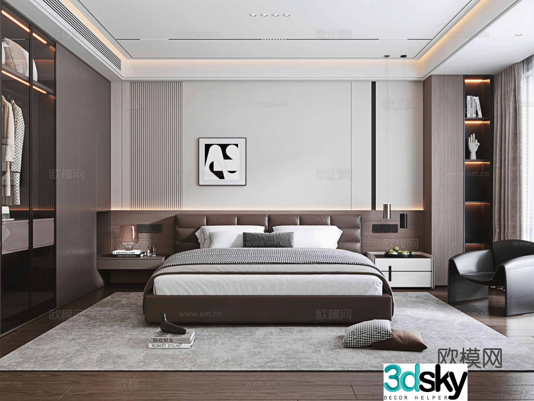 Italian light luxury bedroom master bedroom 3D model