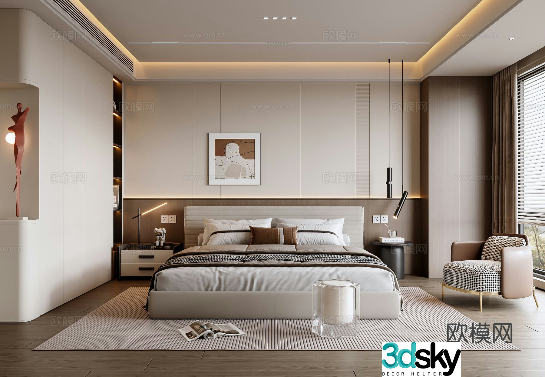 Modern bedroom master bedroom 3d model