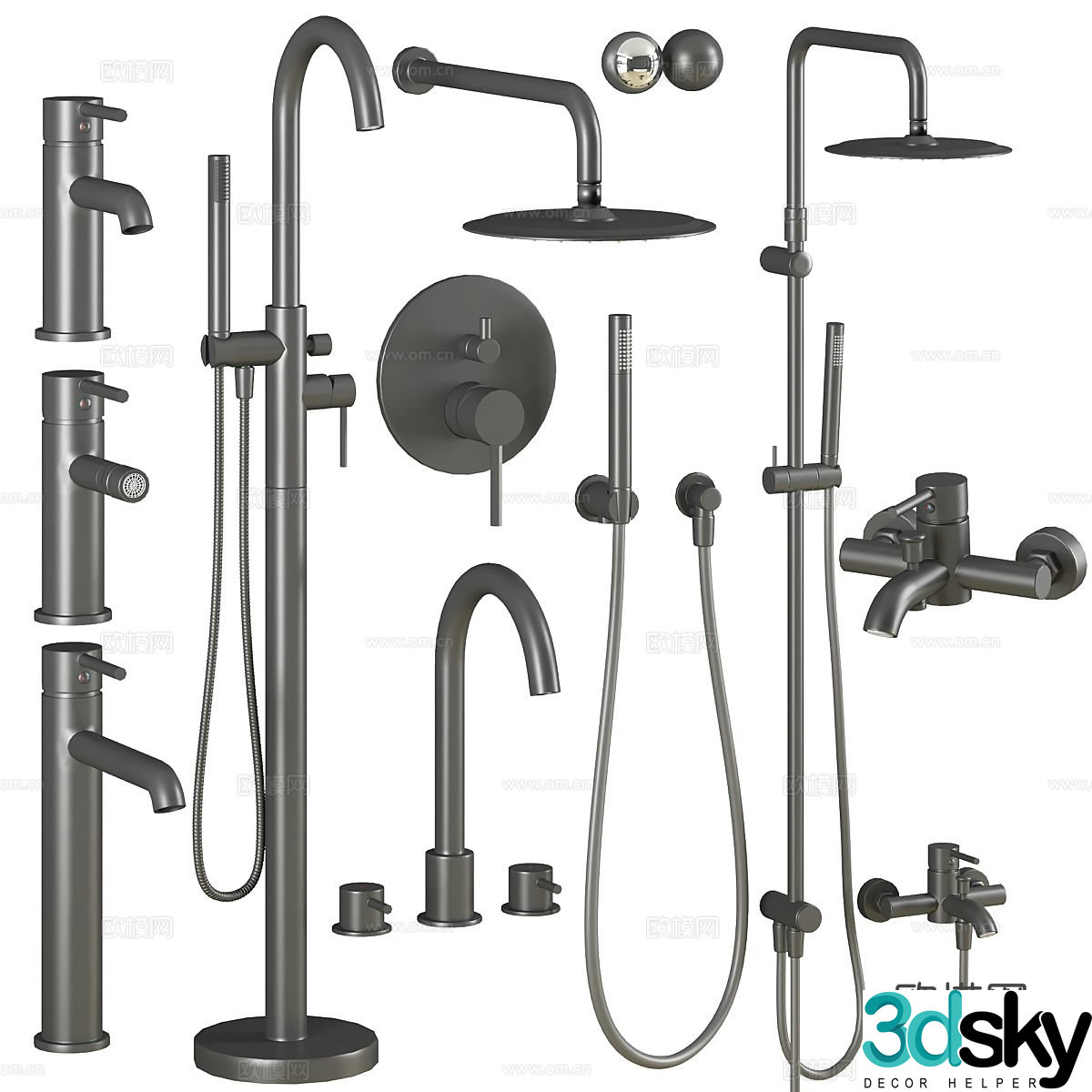 Modern bathroom shower faucet 3d model