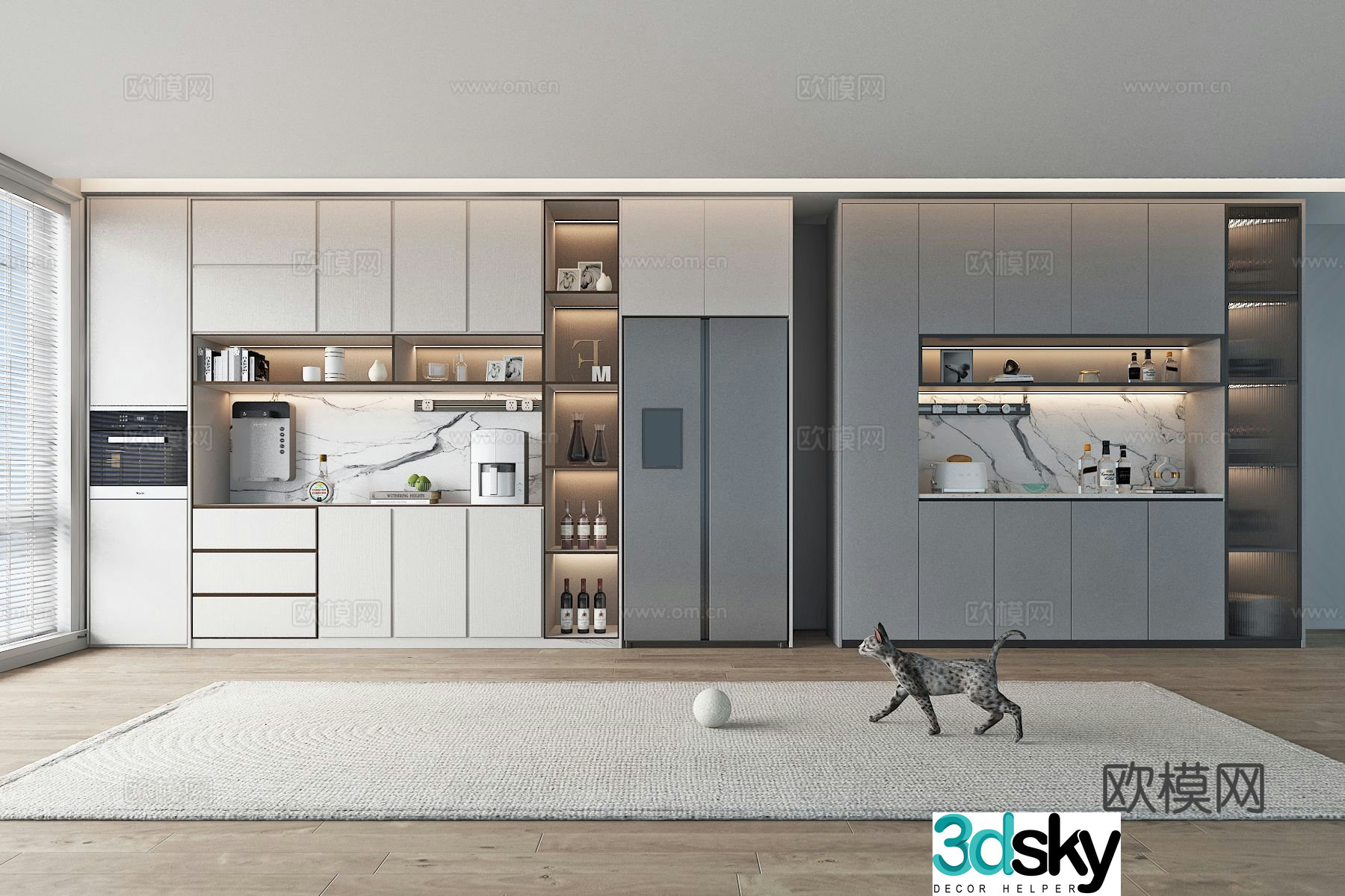 Modern sideboard wine cabinet restaurant cabinet 3d model