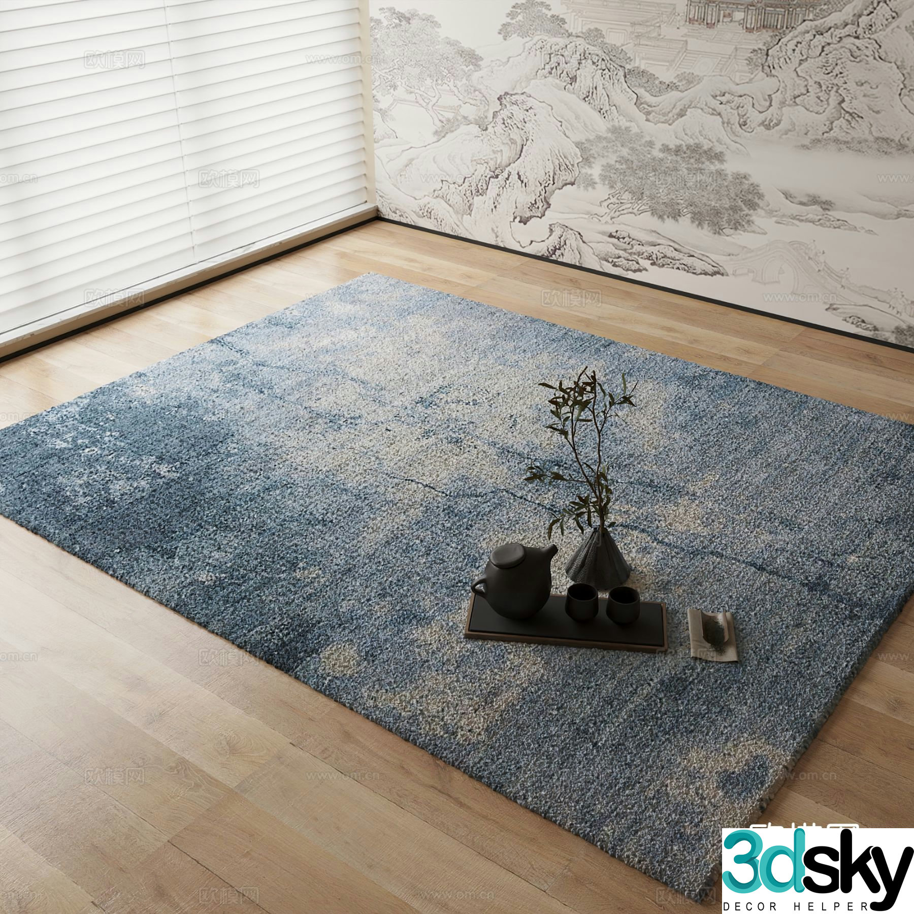New Chinese carpet Ink splash carpet 3D model