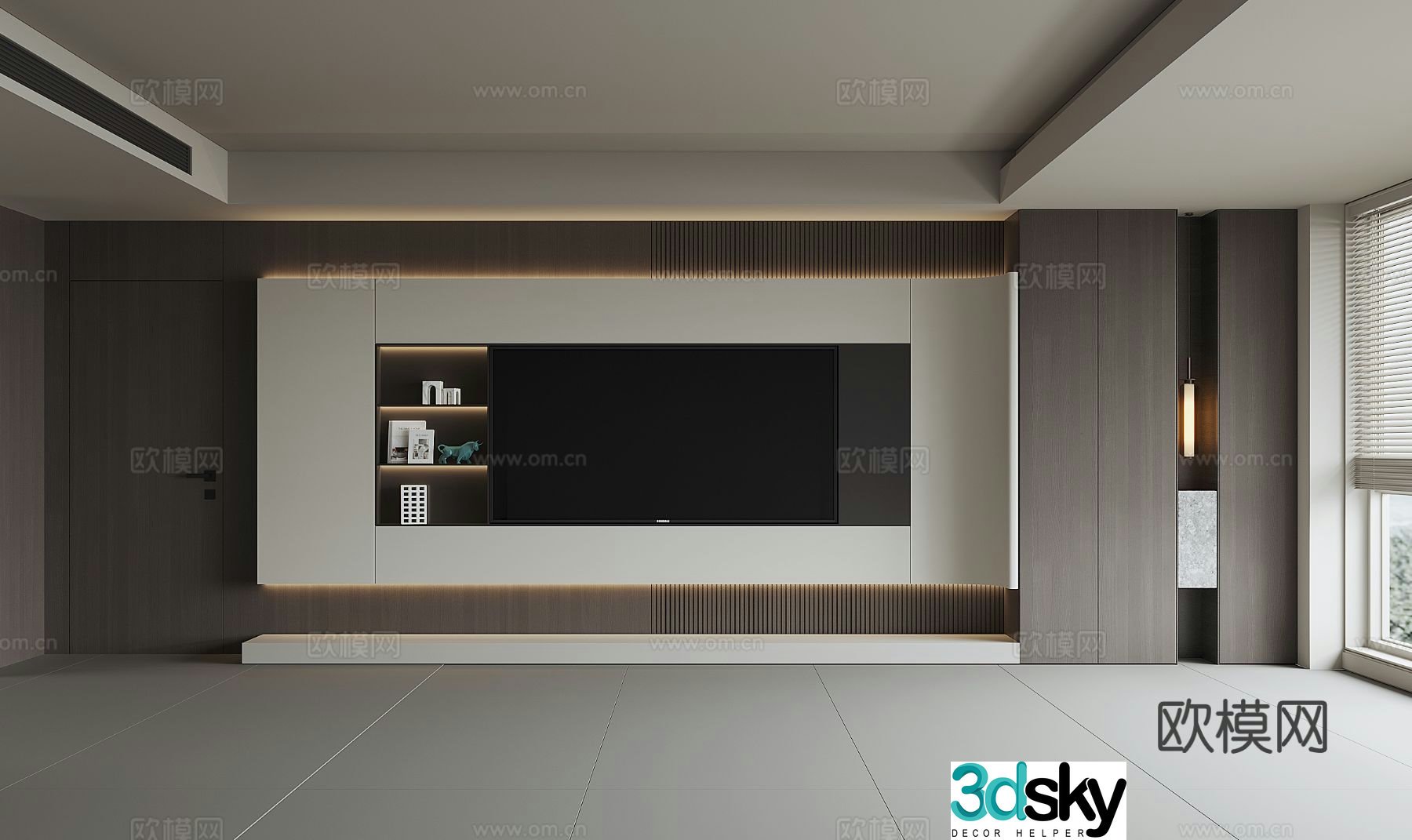 Modern TV background wall 3d model