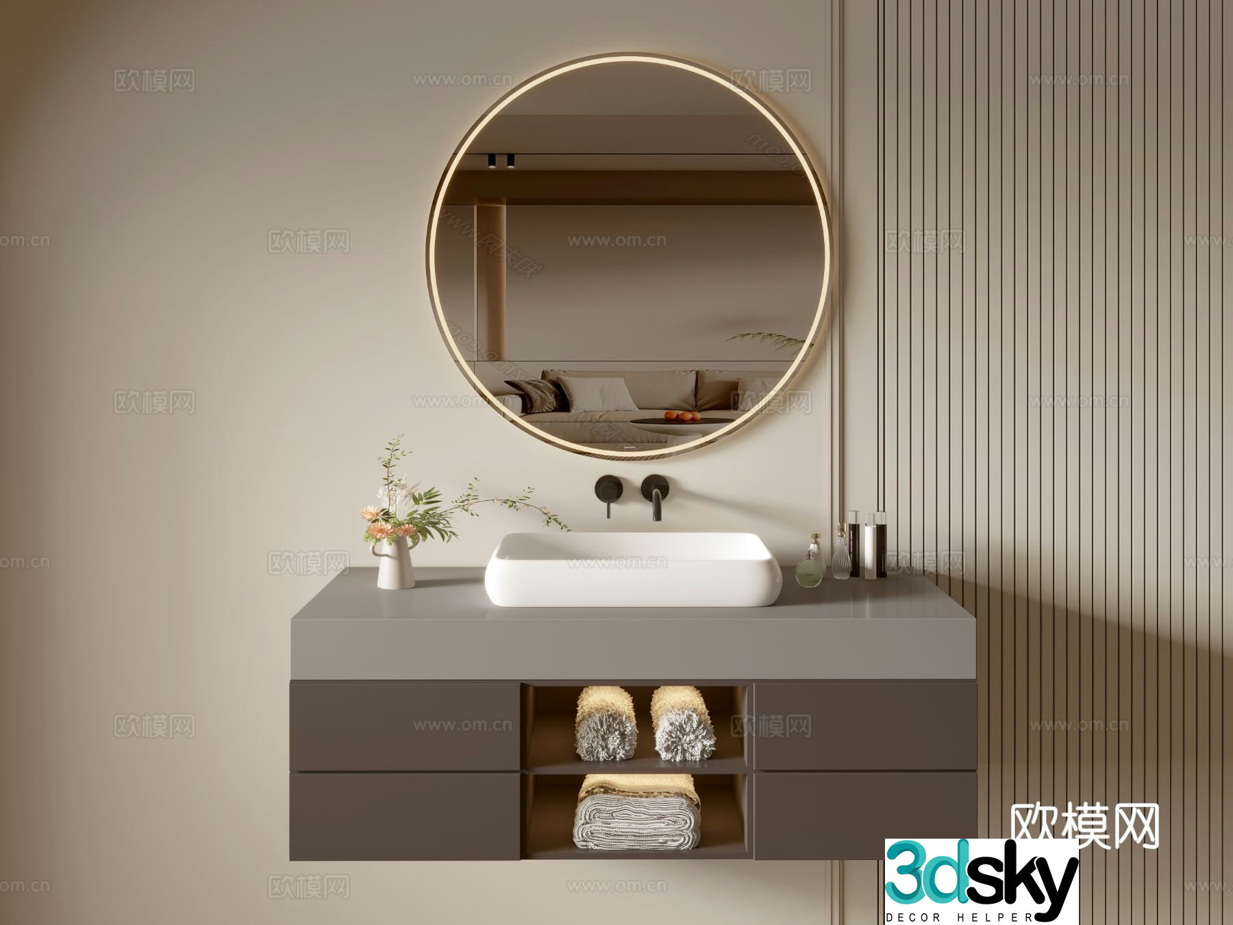 Modern bathroom cabinet bathroom basin bathroom ornaments mirror cabinet sink 3d model