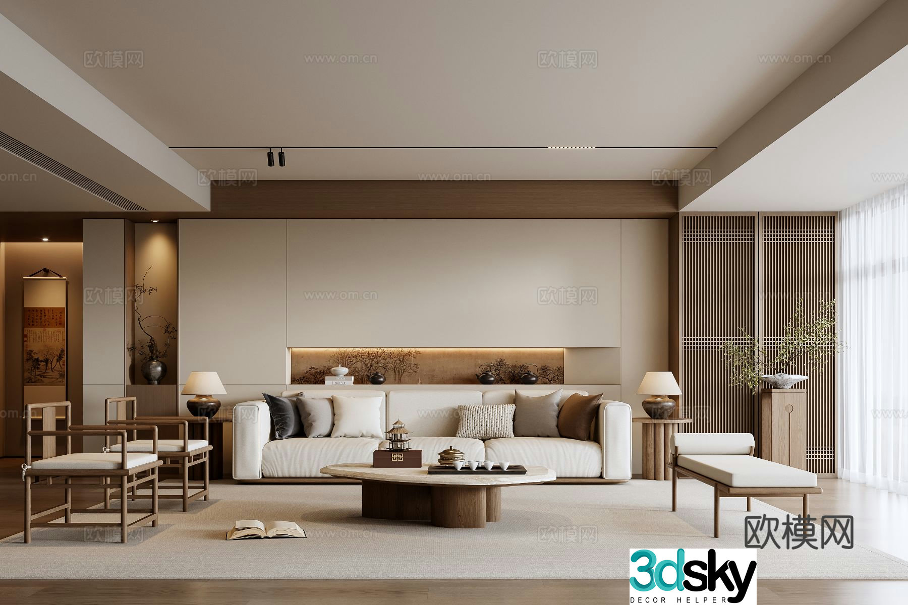 New Chinese style living room Song style living room 3D model