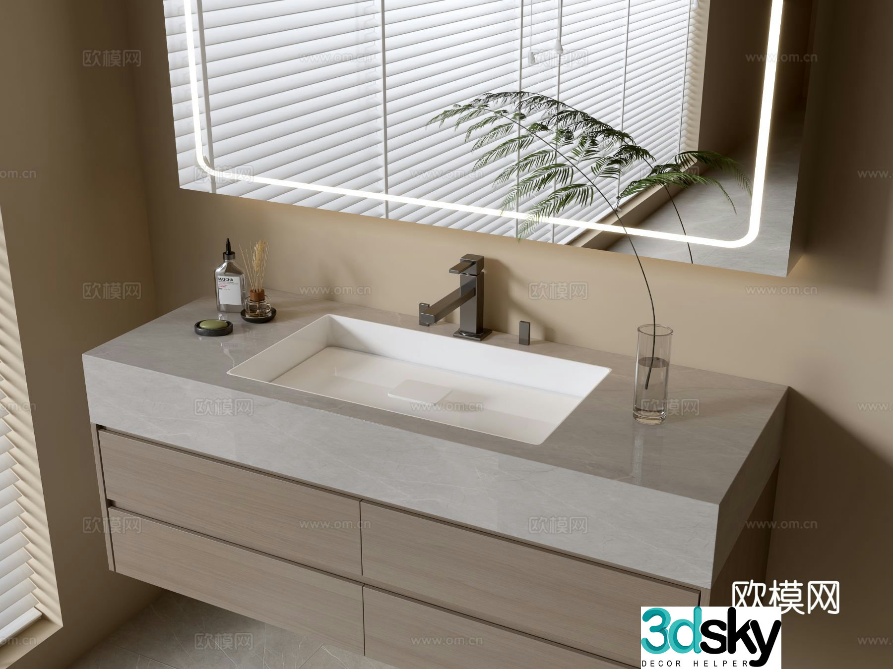 Modern bathroom cabinet bathroom basin bathroom ornaments mirror cabinet sink 3d model