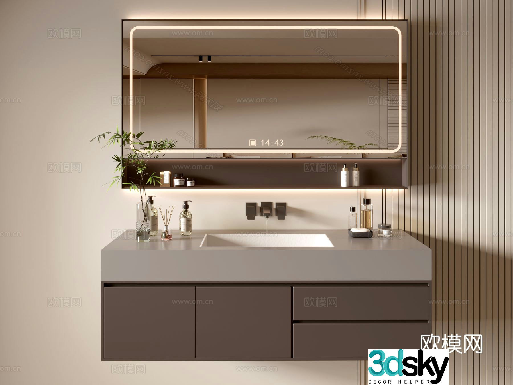 Modern bathroom cabinet bathroom basin bathroom ornaments mirror cabinet sink 3d model
