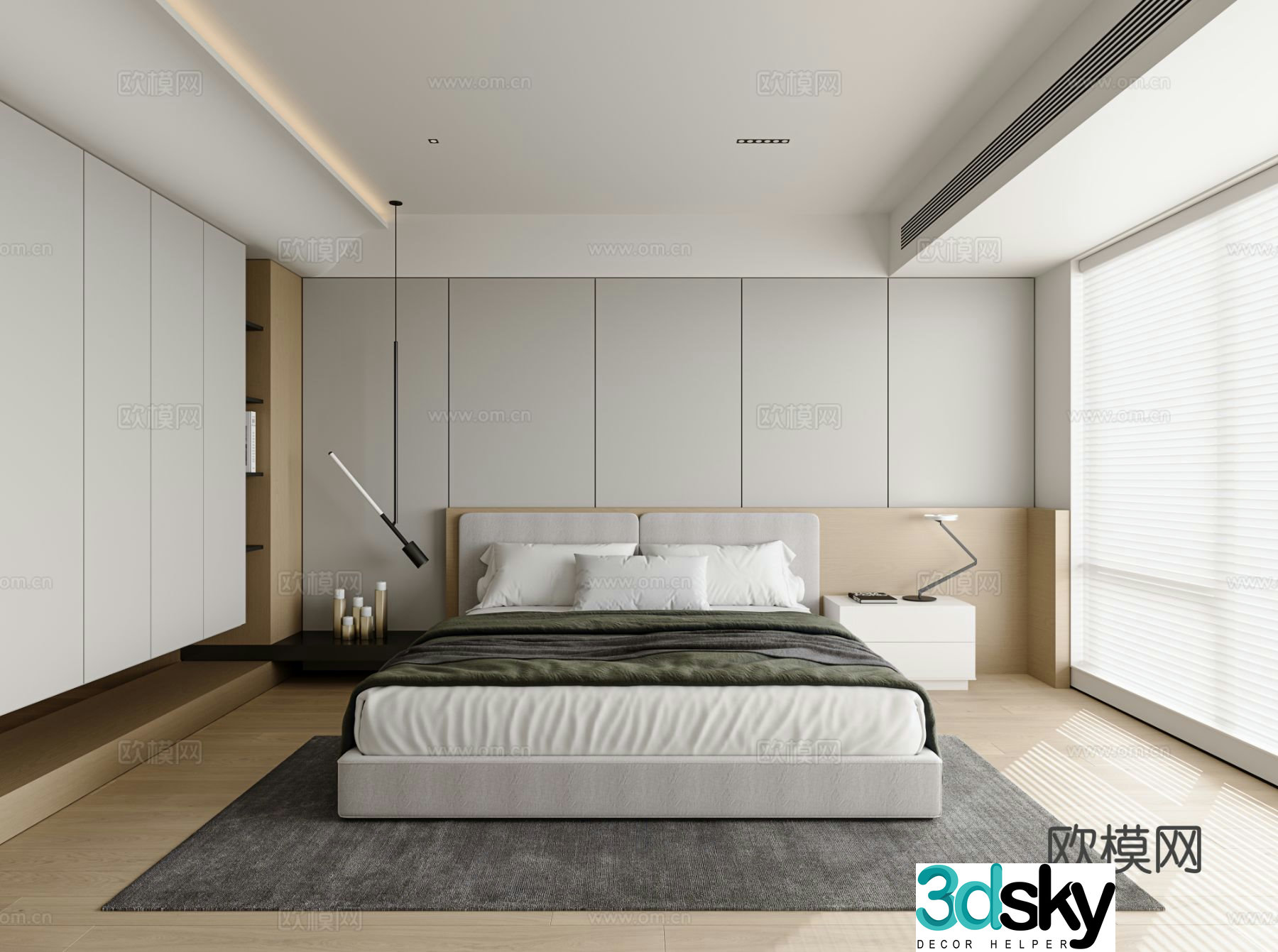 Log wind bedroom master bedroom 3d model