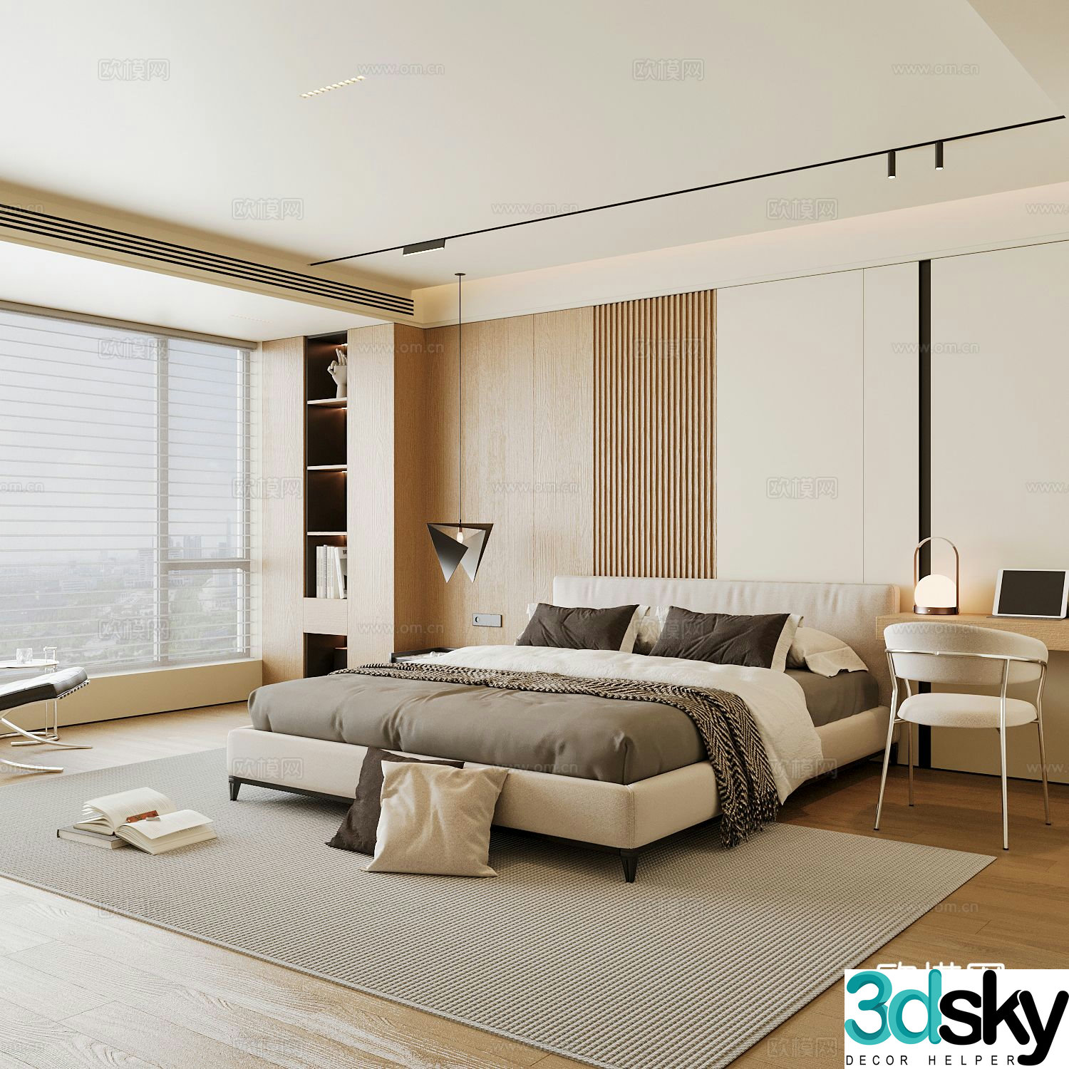 Log-style bedroom master bedroom simple bedroom 3D model